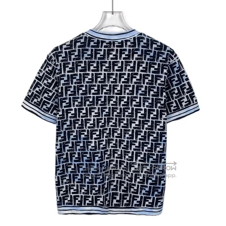Fendi Fendi Blue tie-dye logo lettering full print cotton round Size S / US 4 / IT 40 - 2 Thumbnail
