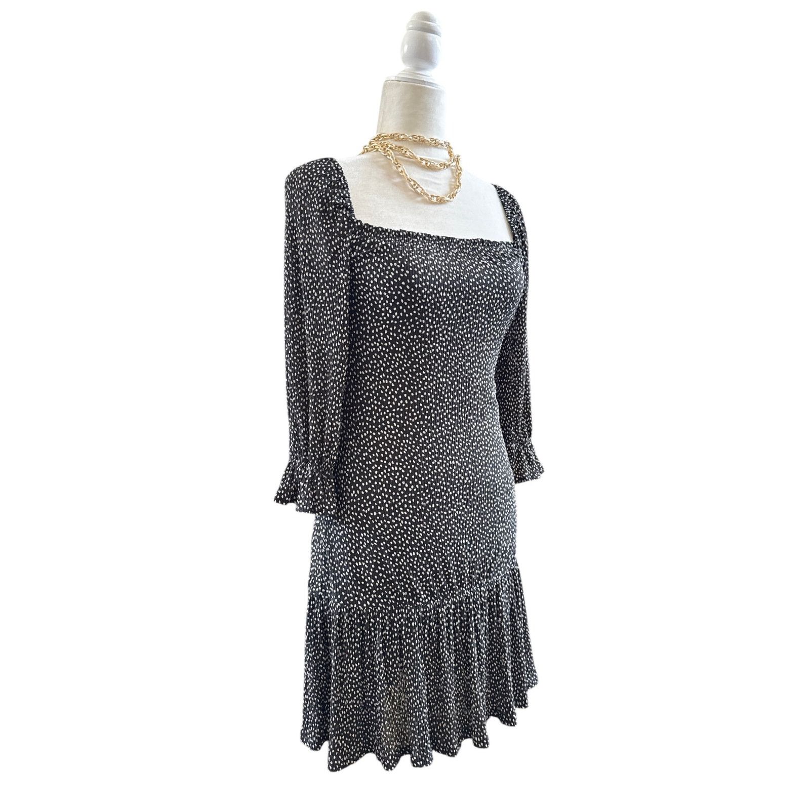 Mango Mango Women Black & White Printed A-Line Mini Dress Size 2 Size XS / US 0-2 / IT 36-38 - 5 Thumbnail