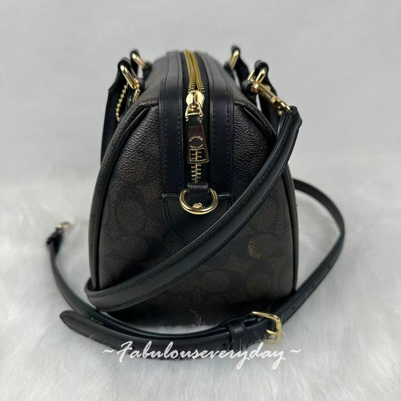 Coach Coach Rowan Satchel Crossbody Sig Canvas/Gold/Walnut/Black Size ONE SIZE - 2 Thumbnail