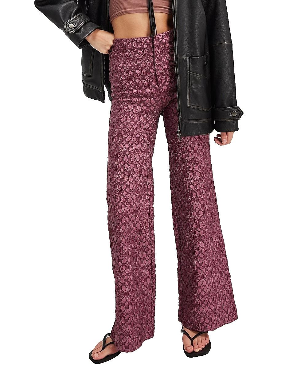 Free People Free People Runaway Floral Flare Pants Plum ( 4 ) Size 27" / US 4 / IT 40 - 1 Thumbnail