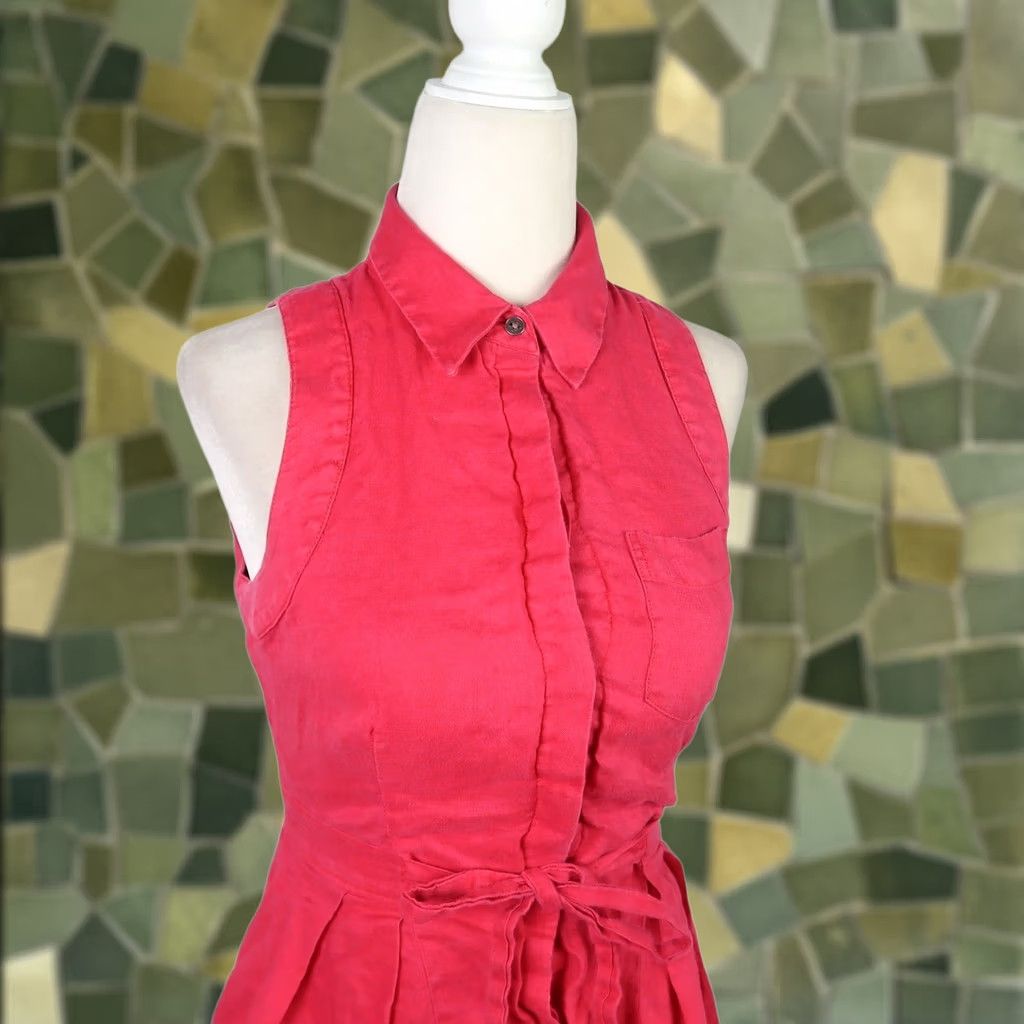 Vintage HD in Paris Anthropologie Coral Pink Sleeveless A-Line Mini Shirt Dress 0 Womens Shirt Dress Size XS / US 0-2 / IT 36-38 - 1 Thumbnail