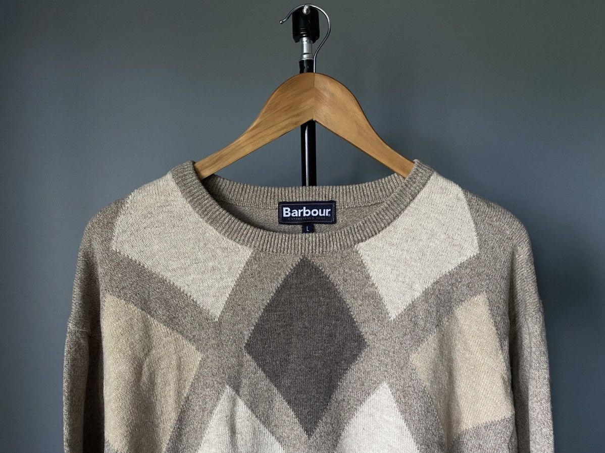 Barbour Barbour Diamond Printed Plaid Checkered Wool Vintage Sweater Size US L / EU 52-54 / 3 - 7 Thumbnail