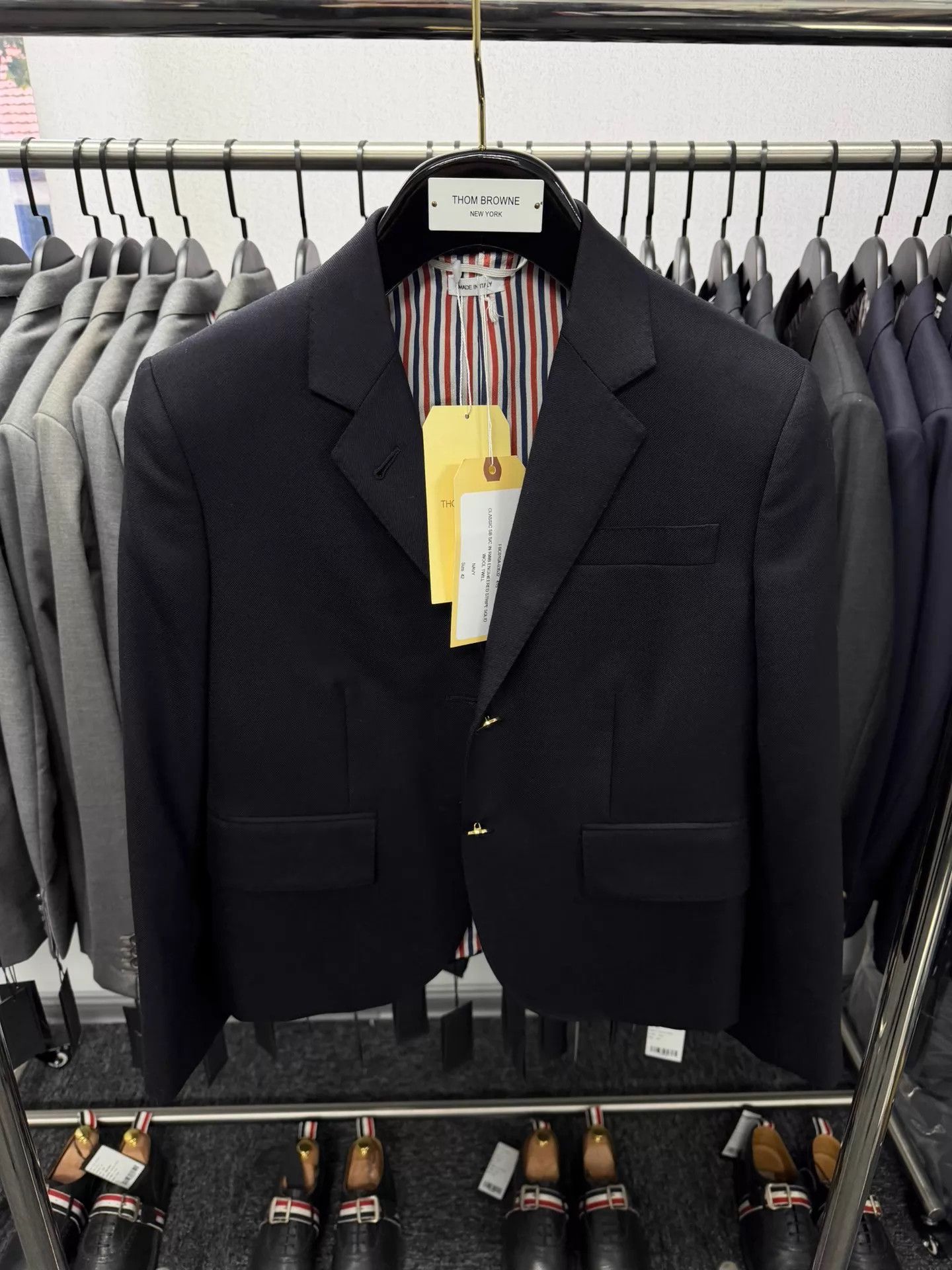 Thom Browne Thom Browne Women's Navy Gold Button Short Jacket Stripe Size M / US 6-8 / IT 42-44 - 1 Thumbnail