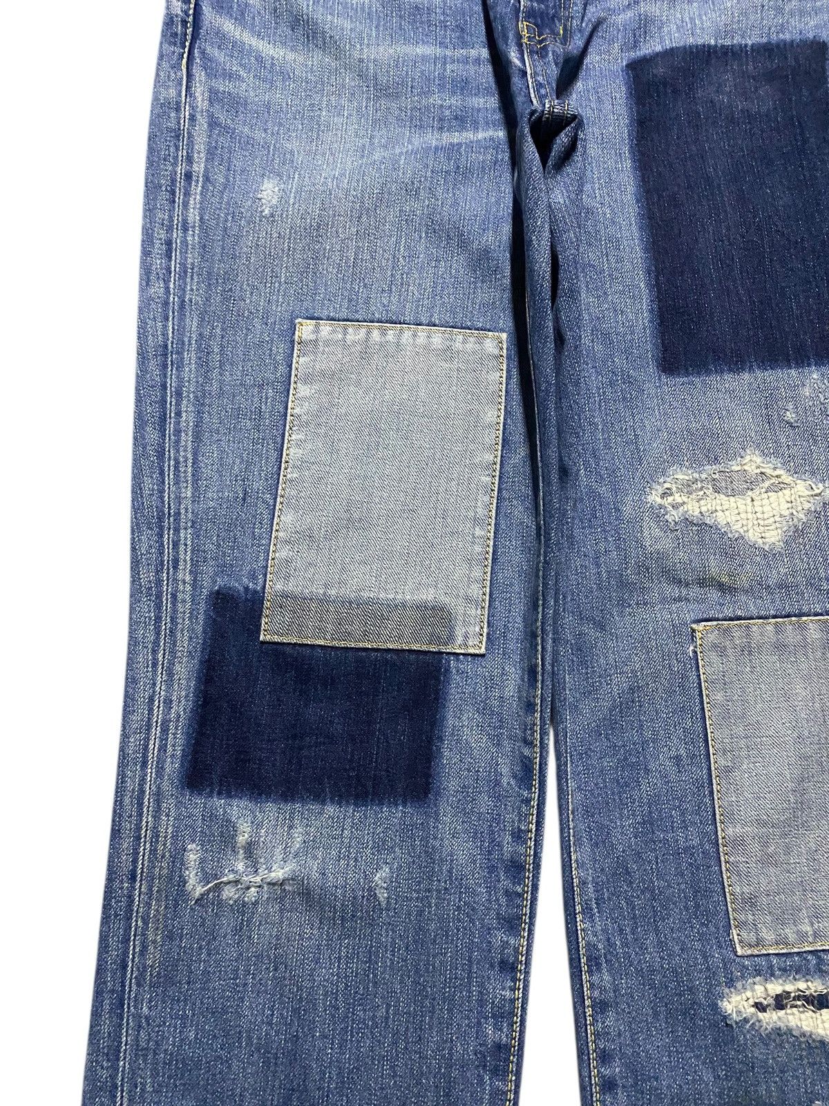 POST ARCHIVE FACTION (PAF) Vintage Moussy Blue Patches Distresse Straight Fit Jean Size 27" / US 4 / IT 40 - 7 Thumbnail