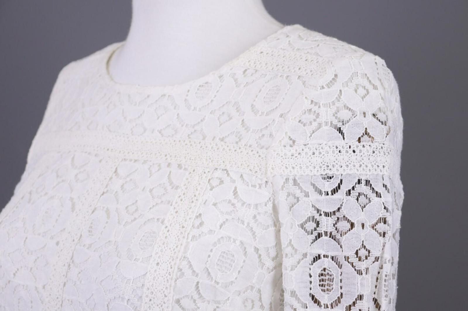 Designer Sezane x La Redoute White Mesh Floral Mini Dress Size 8 Size M / US 6-8 / IT 42-44 - 8 Thumbnail