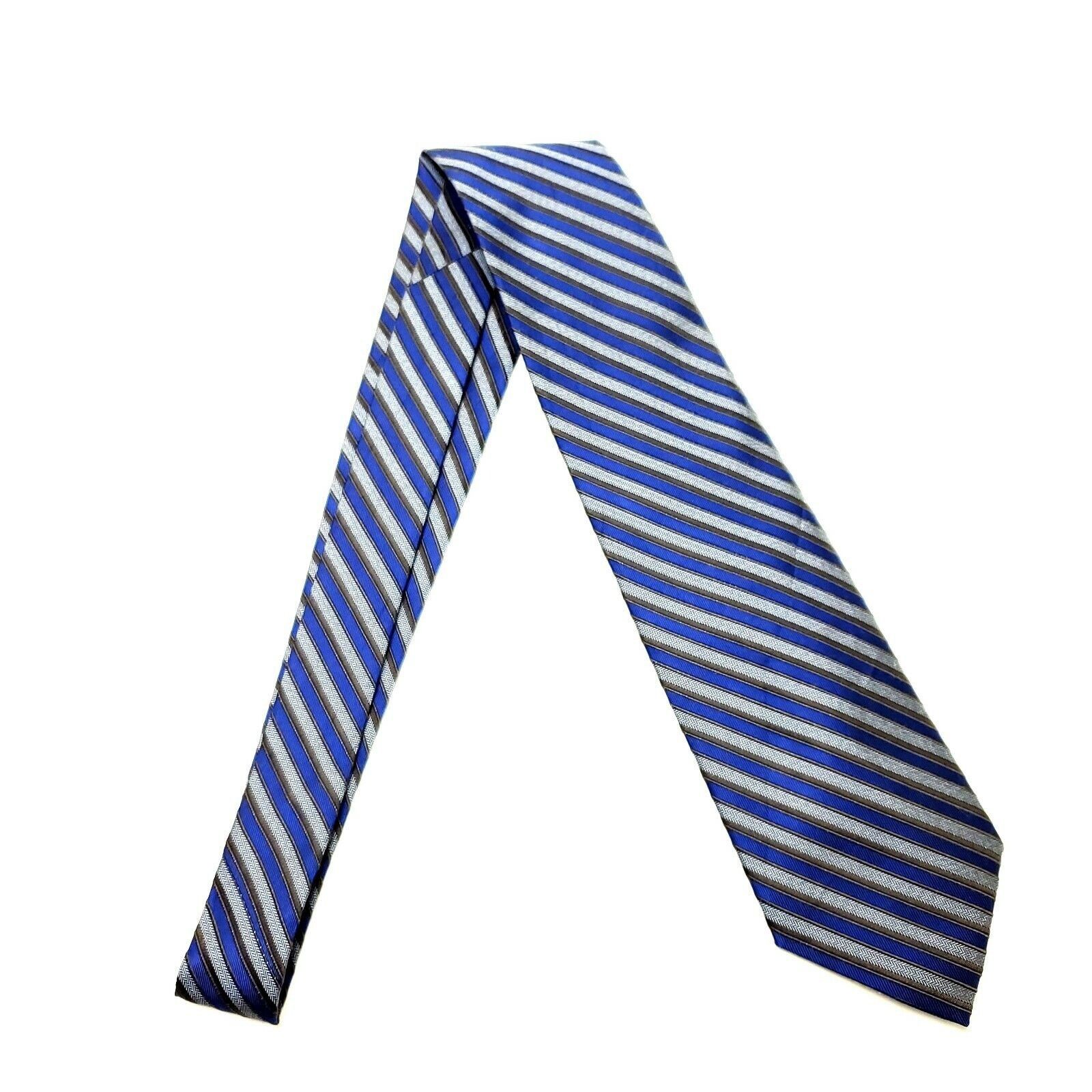 Calvin Klein Calvin Klein Silk Tie Print Gray Blue Striped Size ONE SIZE - 6 Thumbnail