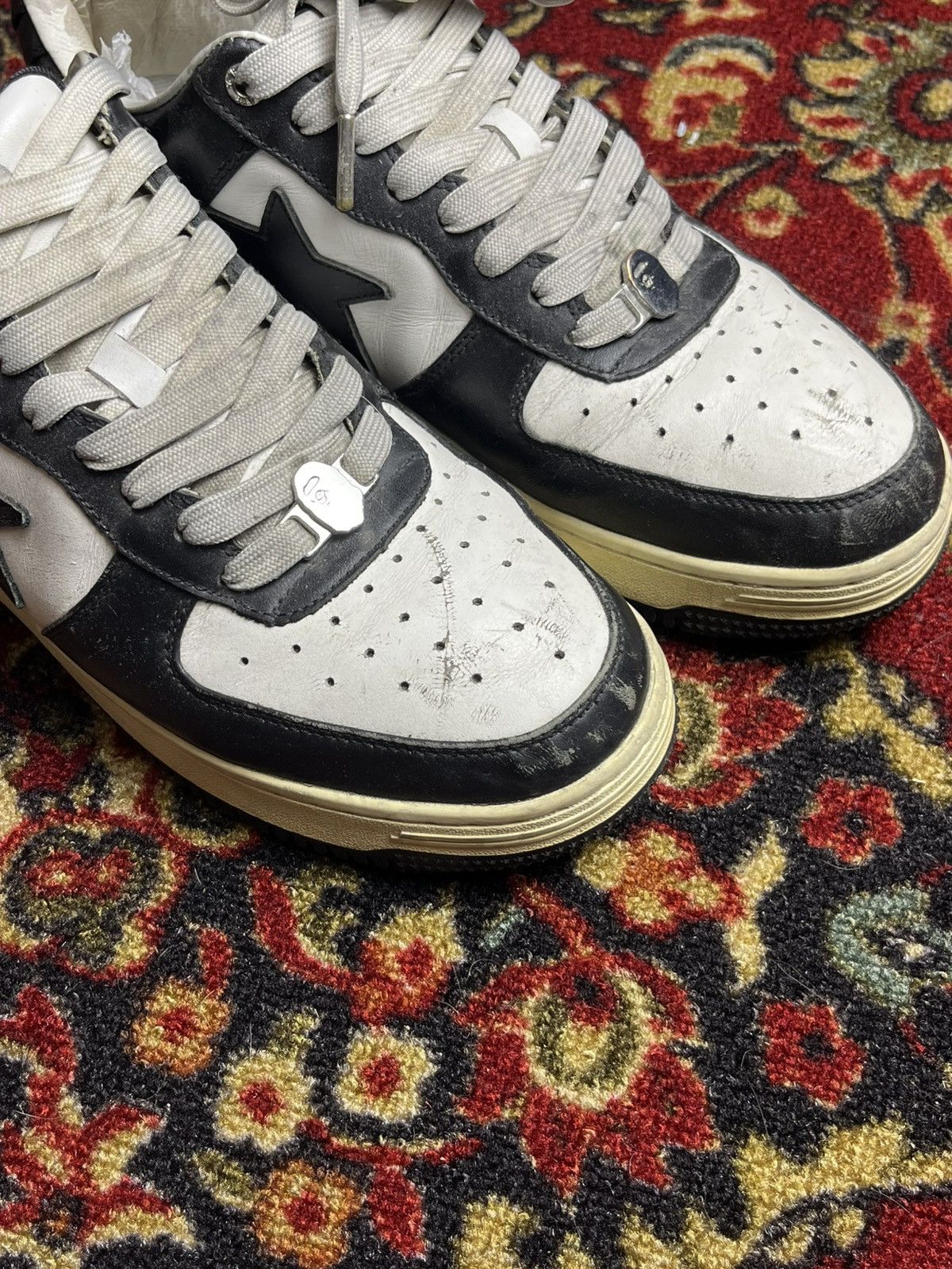 Bape A Bathing Ape Bapesta Low Black White 2021 Size US 11 / EU 44 - 3 Thumbnail
