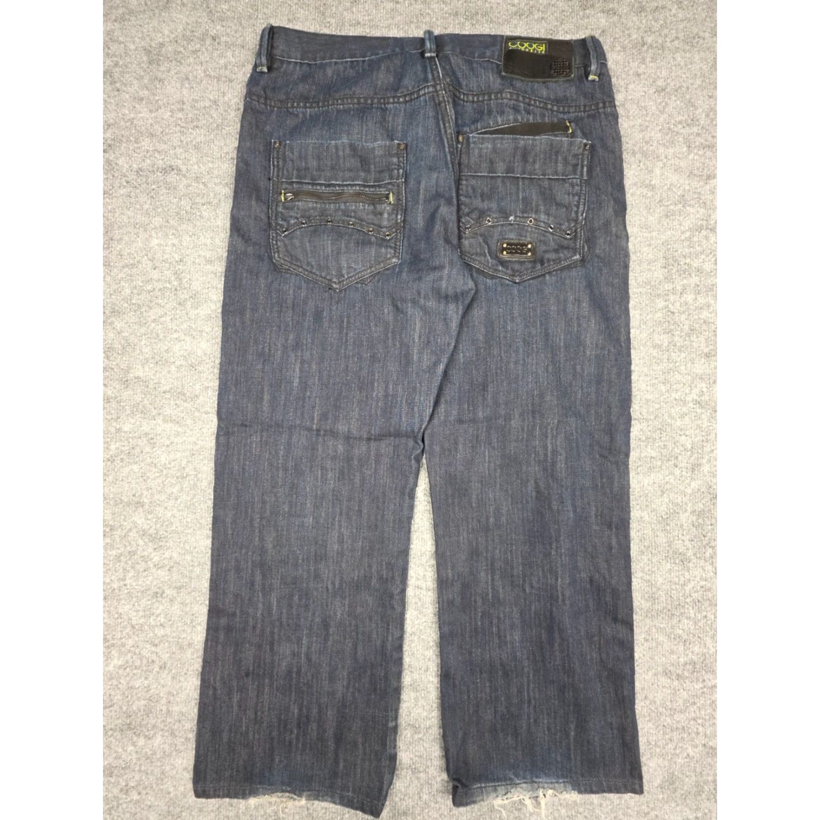Coogi VINTAGE COOGI Jeans Baggy Wide Leg Men's 36 x 34 Dark Wash Y2K Hip Hop Leather Cotton Denim Logo Embroidered Pockets Mens Size US 36 / EU 52 - 2 Thumbnail