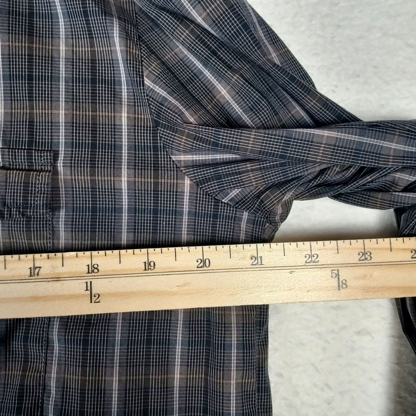 Hugo Boss HUGO BOSS Dress Shirt Plaid Gray XL Slim Fit Men's Long Sleeve Button Collared Barrel Cuff Casual Business Size 46R - 7 Thumbnail