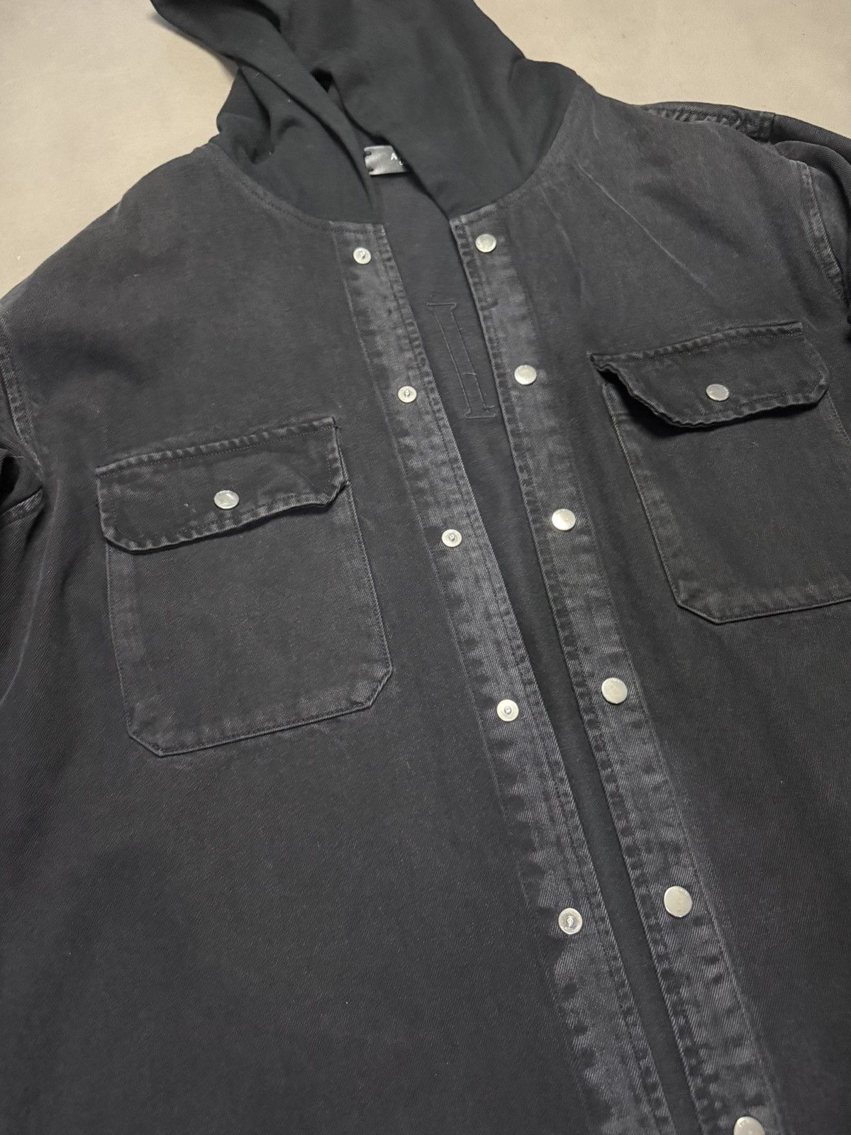 Amiri Amiri Denim Hooded Leather Logo Button Up Size US L / EU 52-54 / 3 - 2 Thumbnail