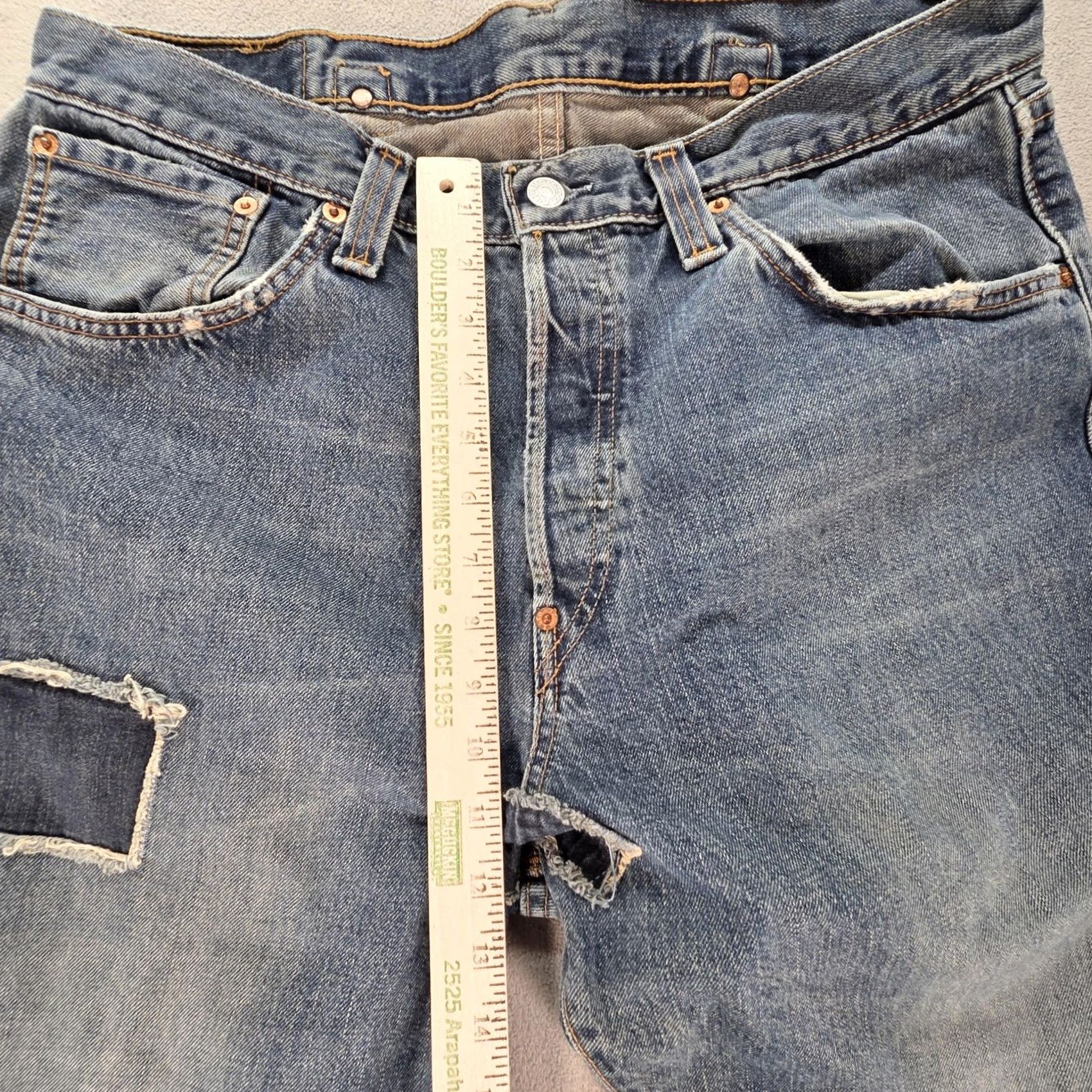 Levi's Levis 542 Jeans Mens Blue Med Wash Relaxed Belt Buckle Back Patched 34x28 Denim 500 Series Straight Regular Size US 34 / EU 50 - 7 Thumbnail