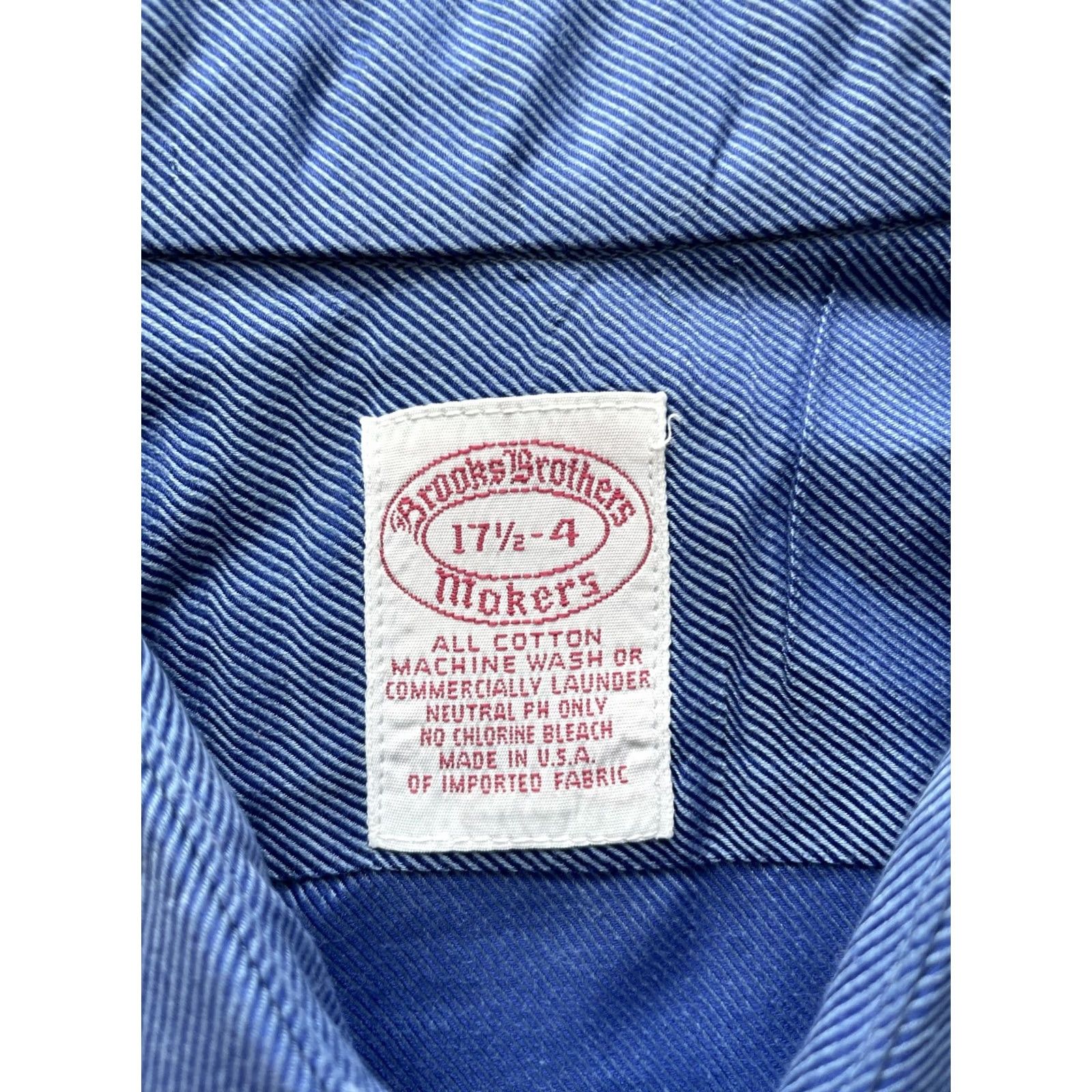Brooks Brothers VINTAGE Brooks Brothers Shirt Mens 17.5 Blue Gabardine 80s USA Dress Shirt Size US XXL / EU 58 / 5 - 3 Thumbnail