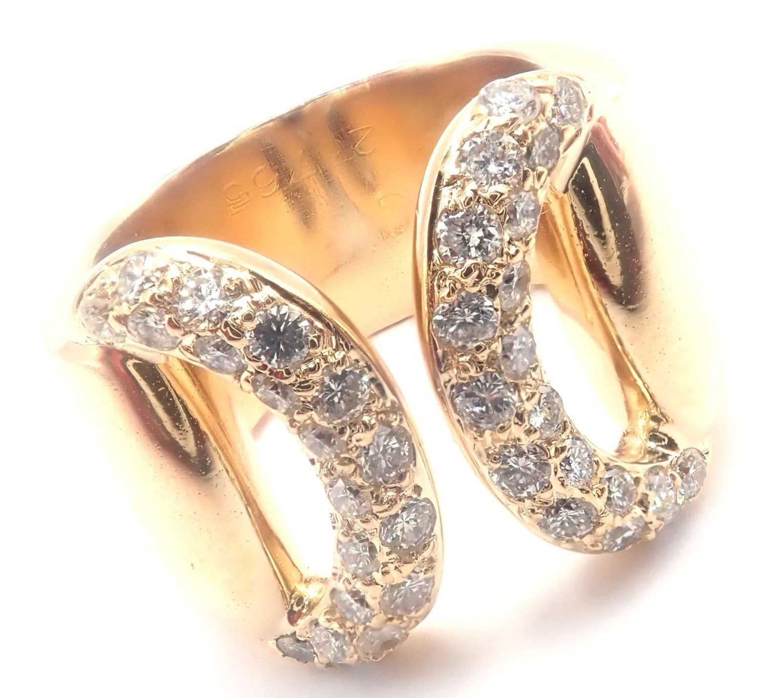 Hermes Hermes 18k Yellow Gold Diamond Horse bit Wide Band Ring Size ONE SIZE - 8 Thumbnail