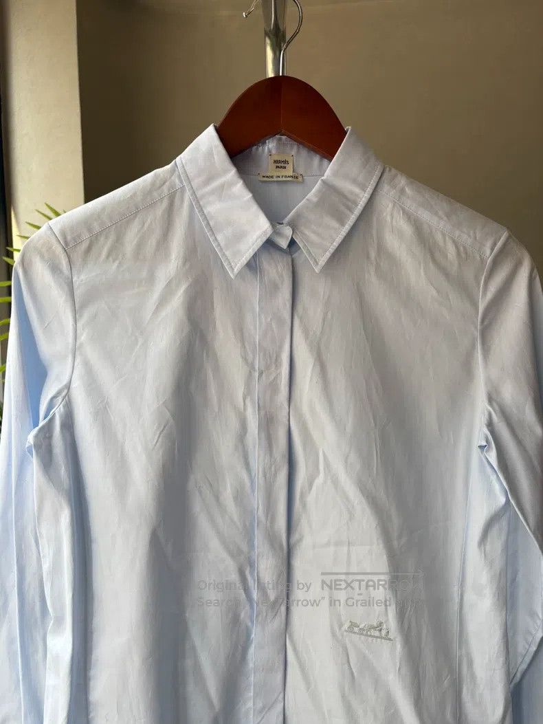 Hermes Hermes Blue embroidered shirt Size XS / US 0-2 / IT 36-38 - 4 Thumbnail