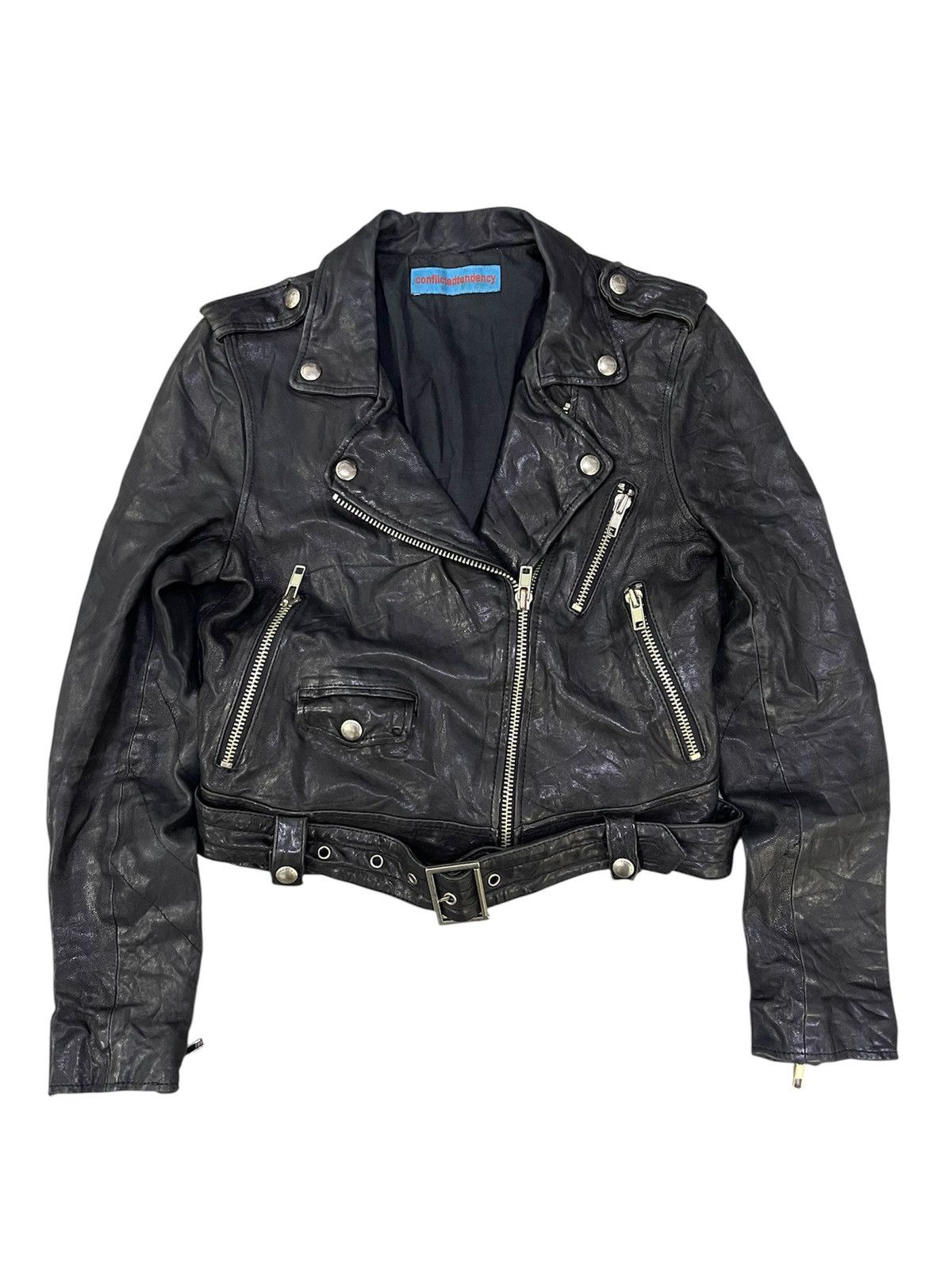 Genuine Leather Conflictedtendency sheep skin cropped biker jacket Size S / US 4 / IT 40 - 1 Thumbnail