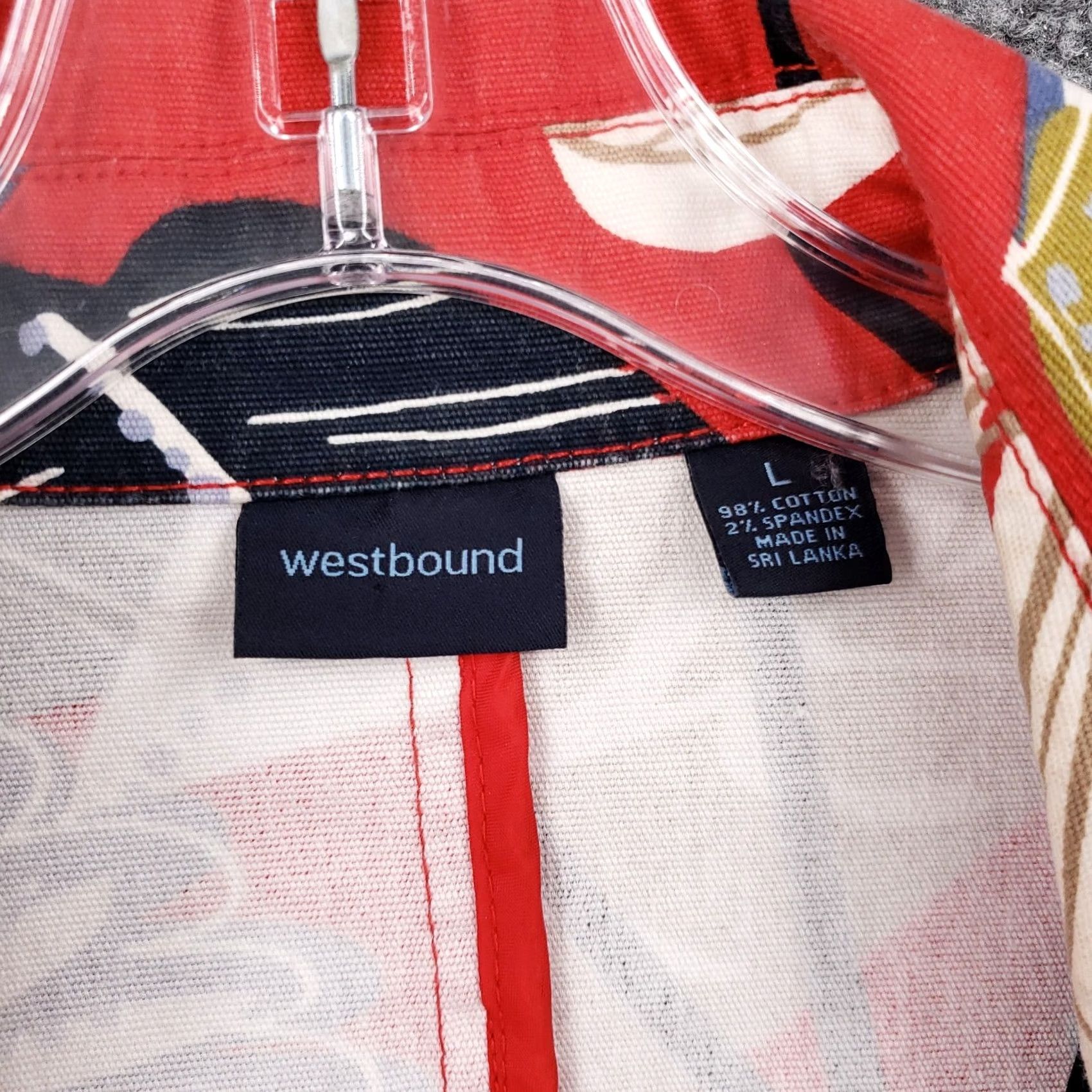 Vintage Westbound Jacket Womens L Large Red Basic Floral 3/4 Sleeves Cotton Blend Size L / US 10 / IT 46 - 3 Thumbnail