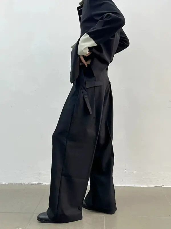 VIBE Black retro wrap pants trousers Size US 30 / EU 46 - 6 Thumbnail