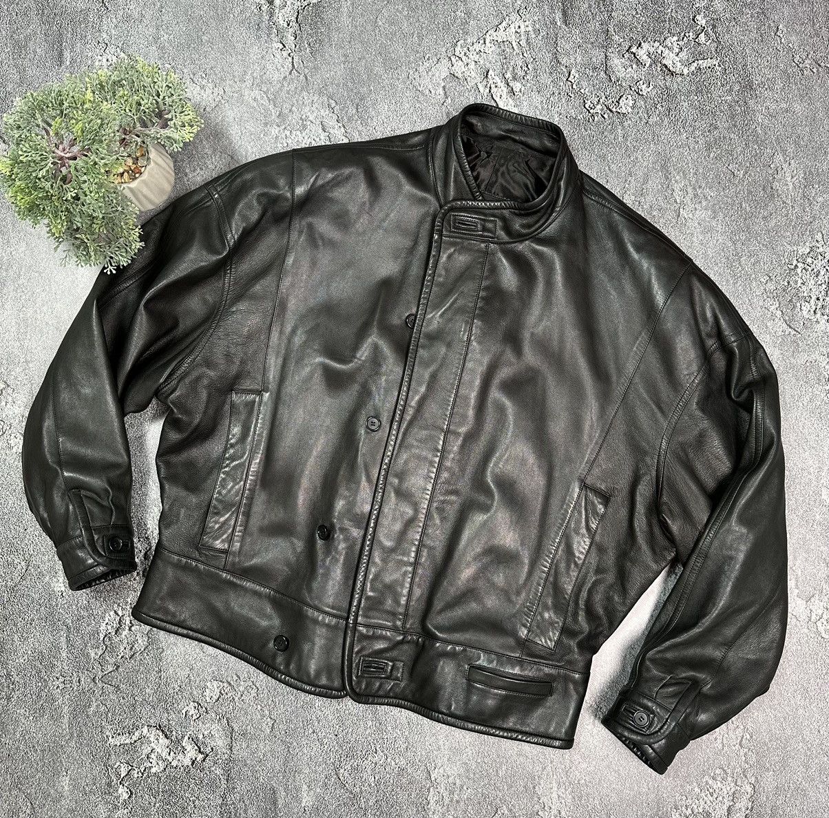 image of Vintage Super Zilli For Stephan Kelian Leather Oversized Jacket in Black, Men's (Size Medium)