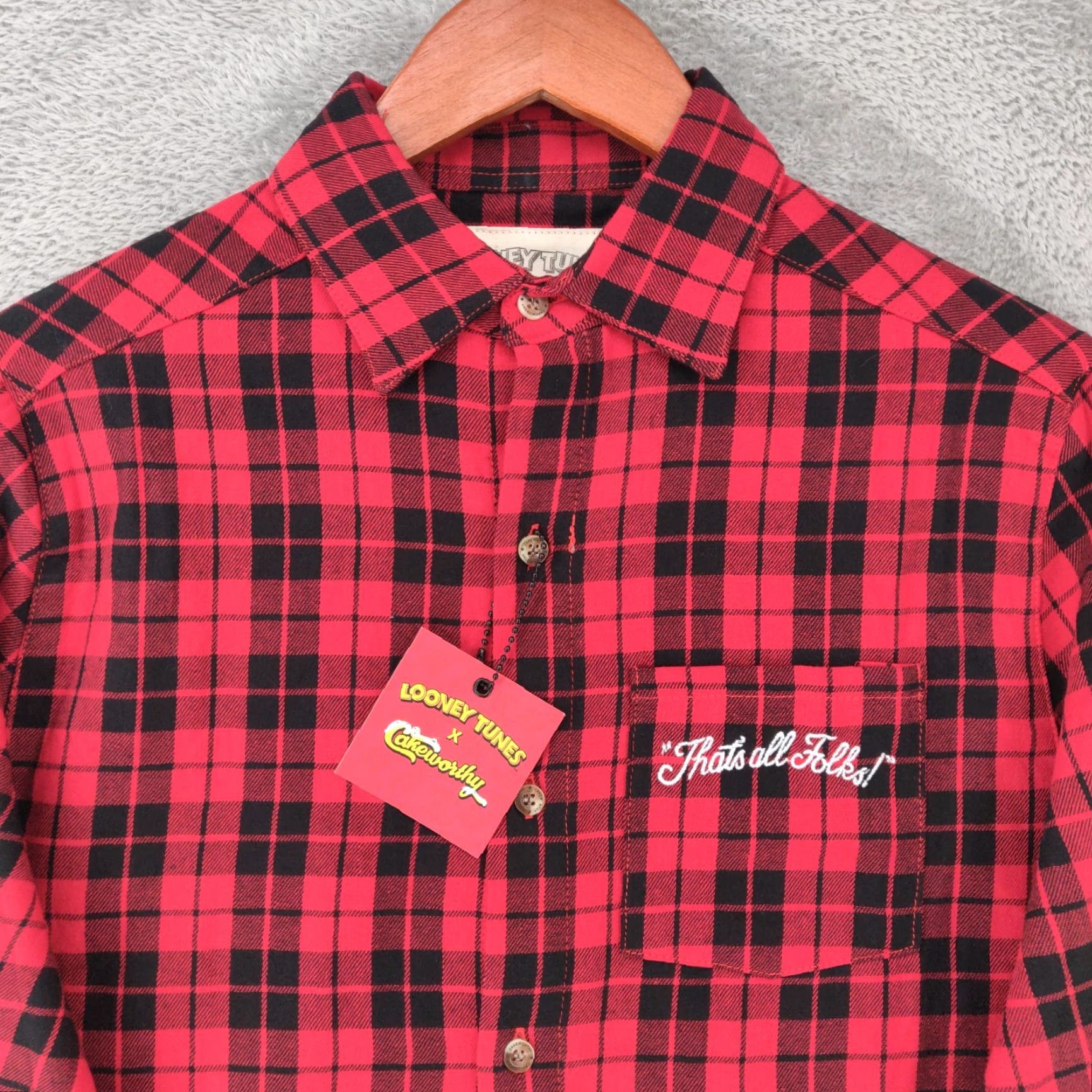 Vintage Cakeworthy Shirt Looney Tunes Mens Small Plaid Long Sleeve Flannel Bugs Bunny Size US S / EU 44-46 / 1 - 3 Thumbnail