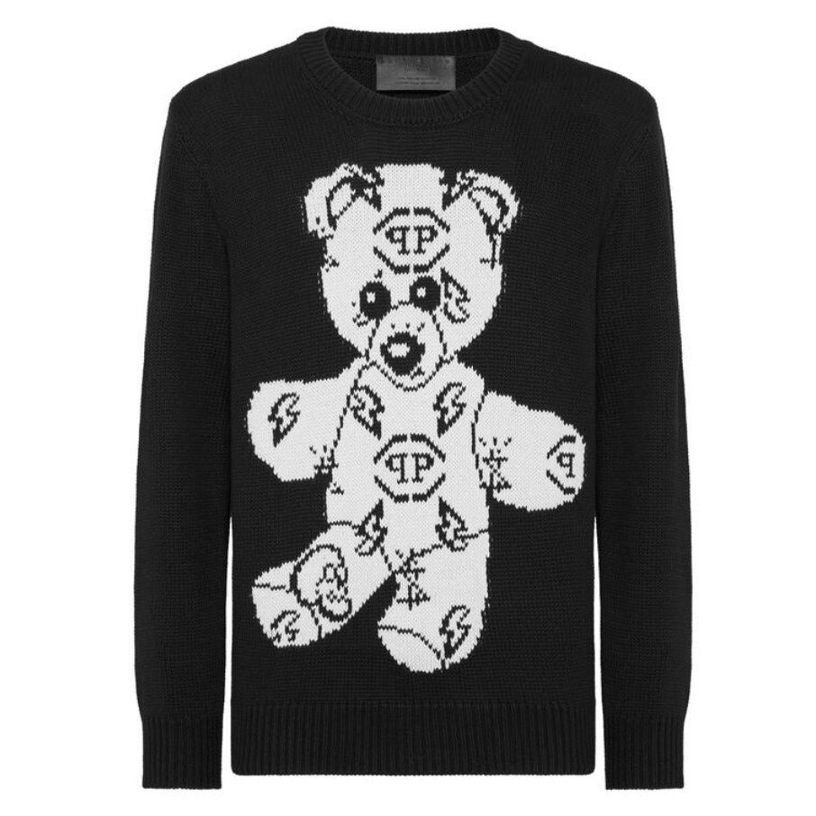 Philipp Plein Philipp Plein Blk Teddy Bear Round Neck Pullover Sweater XL Size US XL / EU 56 / 4 - 11 Thumbnail