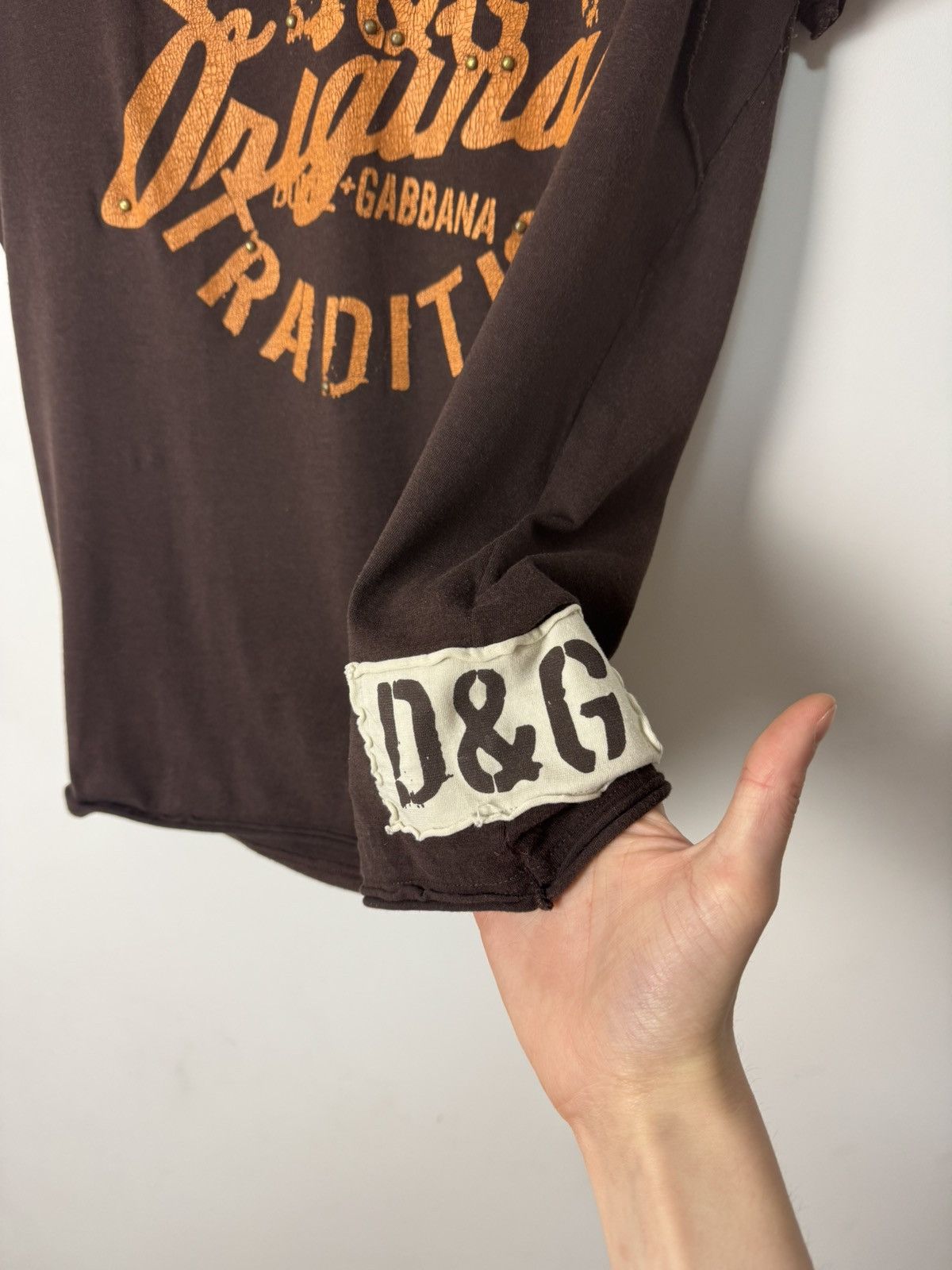 Dolce & Gabbana D&G Dolce & Gabbana Distressed Eyelet Graphic Tee Archive Size US M / EU 48-50 / 2 - 7 Thumbnail