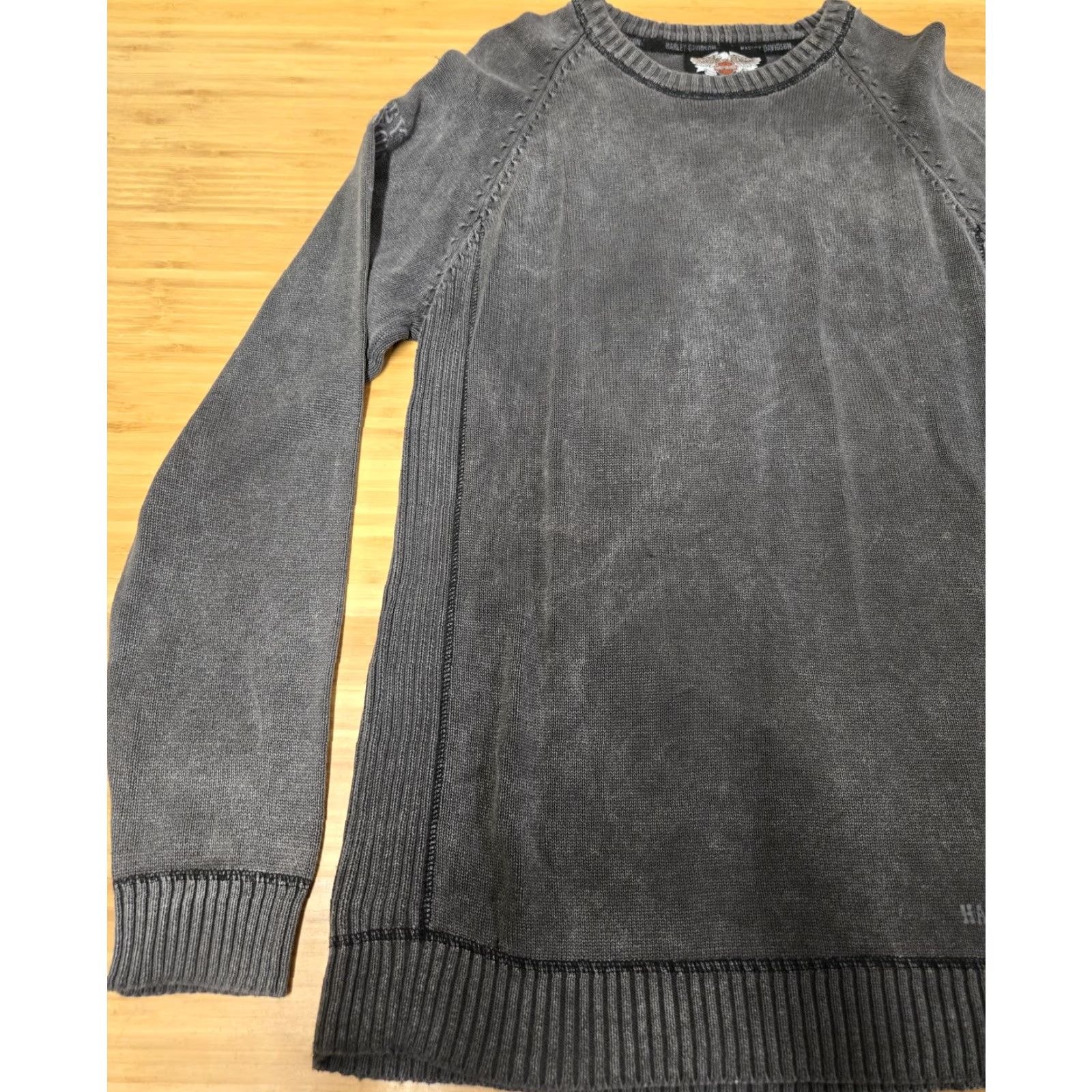 Harley Davidson HARLEY-DAVIDSON Shirt Mens M Gray Raglan Crewneck Knit Pullover Sweater Size US M / EU 48-50 / 2 - 3 Thumbnail