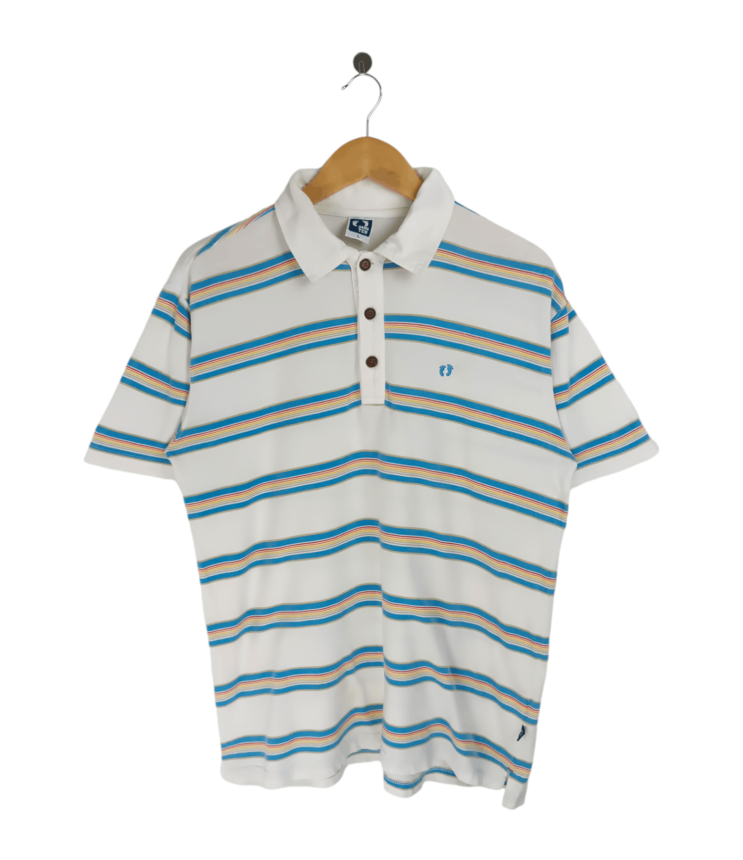 Hang Ten VINTAGE HANG TEN COLLAR TEE WOOD BUTTON HAWAII BEACH Size US L / EU 52-54 / 3 - 1 Thumbnail