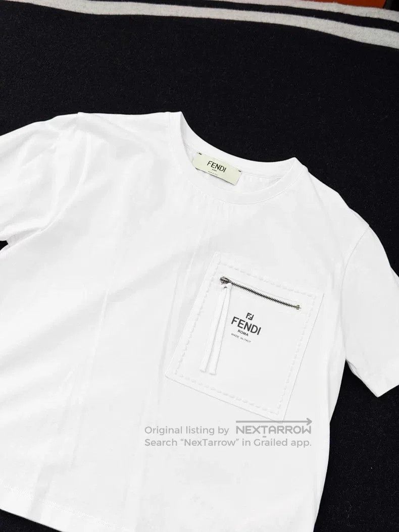 Fendi Fendi White Zip Pocket Logo Short Sleeve T-Shirt Size S / US 4 / IT 40 - 2 Thumbnail