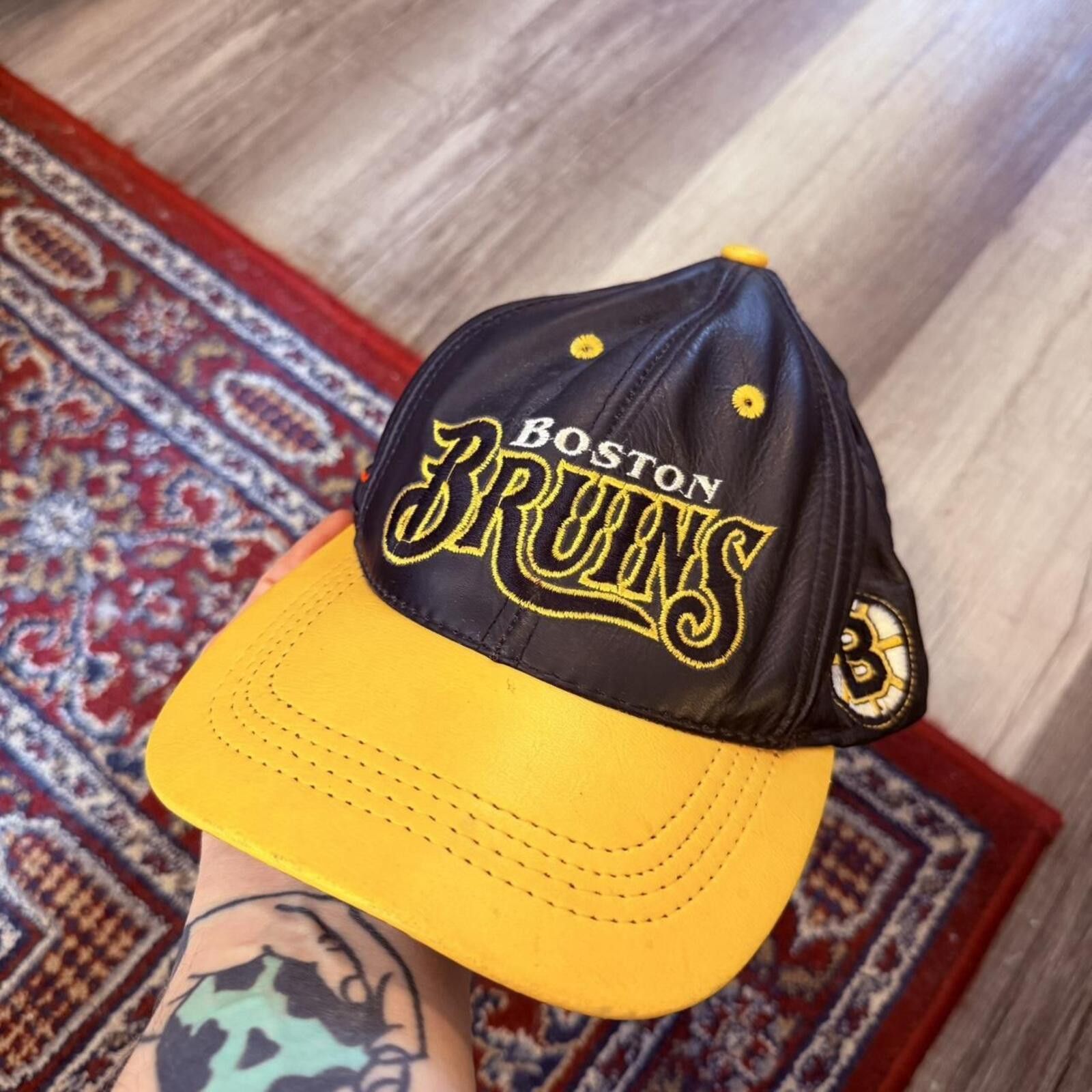 Other Vintage Boston bruins leather SnapBack hat 90s OS Size ONE SIZE - 2 Thumbnail