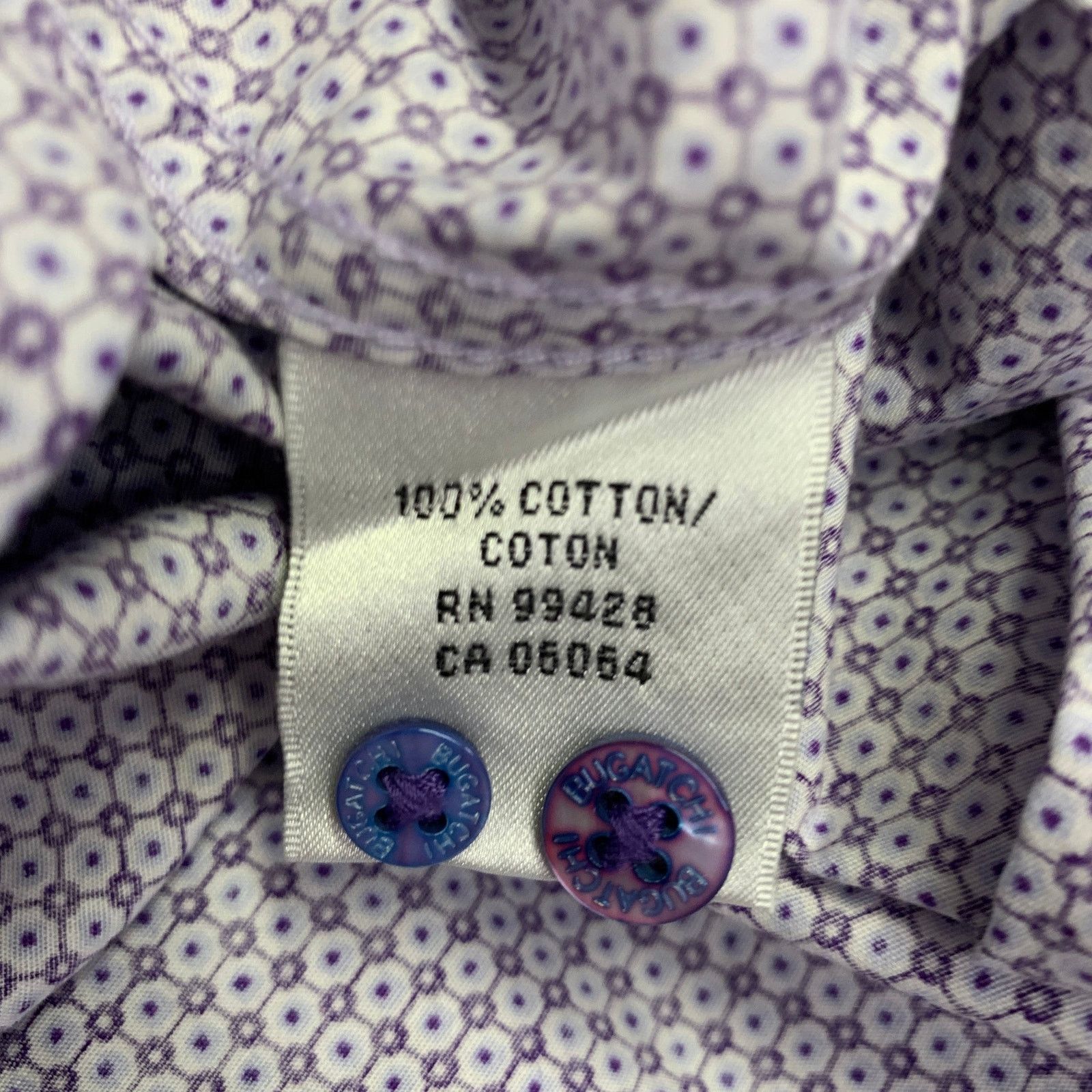 BUGATCHI BUGATCHI Size M Purple White Dots Cotton Long Sleeve Shirt Size US M / EU 48-50 / 2 - 7 Thumbnail