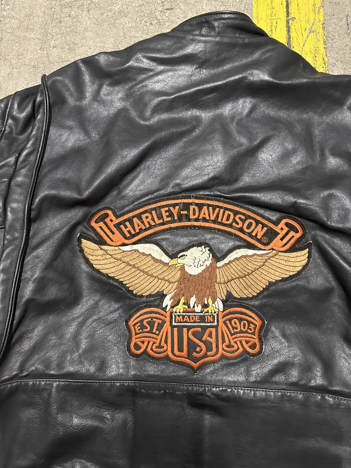 Harley Davidson × Vintage Vintage leather Harley patch biker jacket Size US XL / EU 56 / 4 - 4 Thumbnail