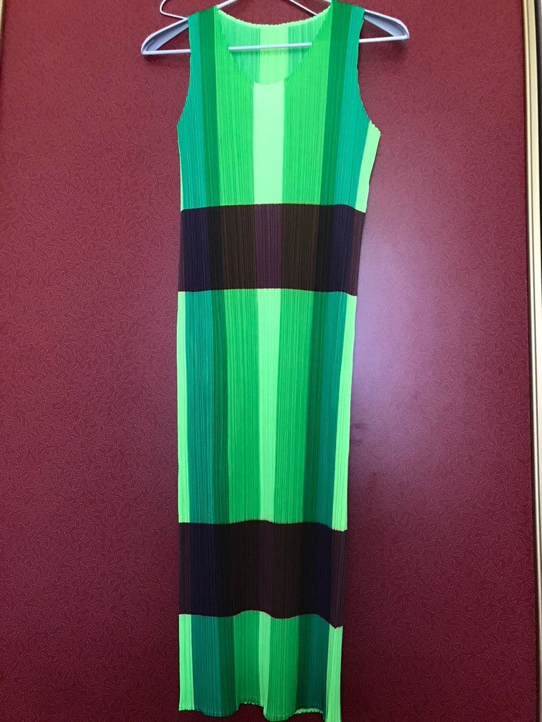 Issey Miyake Issey Miyake Green sleeveless dress Size L / US 10 / IT 46 - 1 Thumbnail