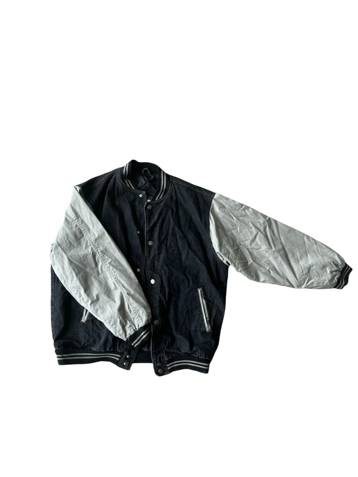 Vintage John Lauren Bomber With Leather Sleeves Size US XL / EU 56 / 4 - 1 Thumbnail