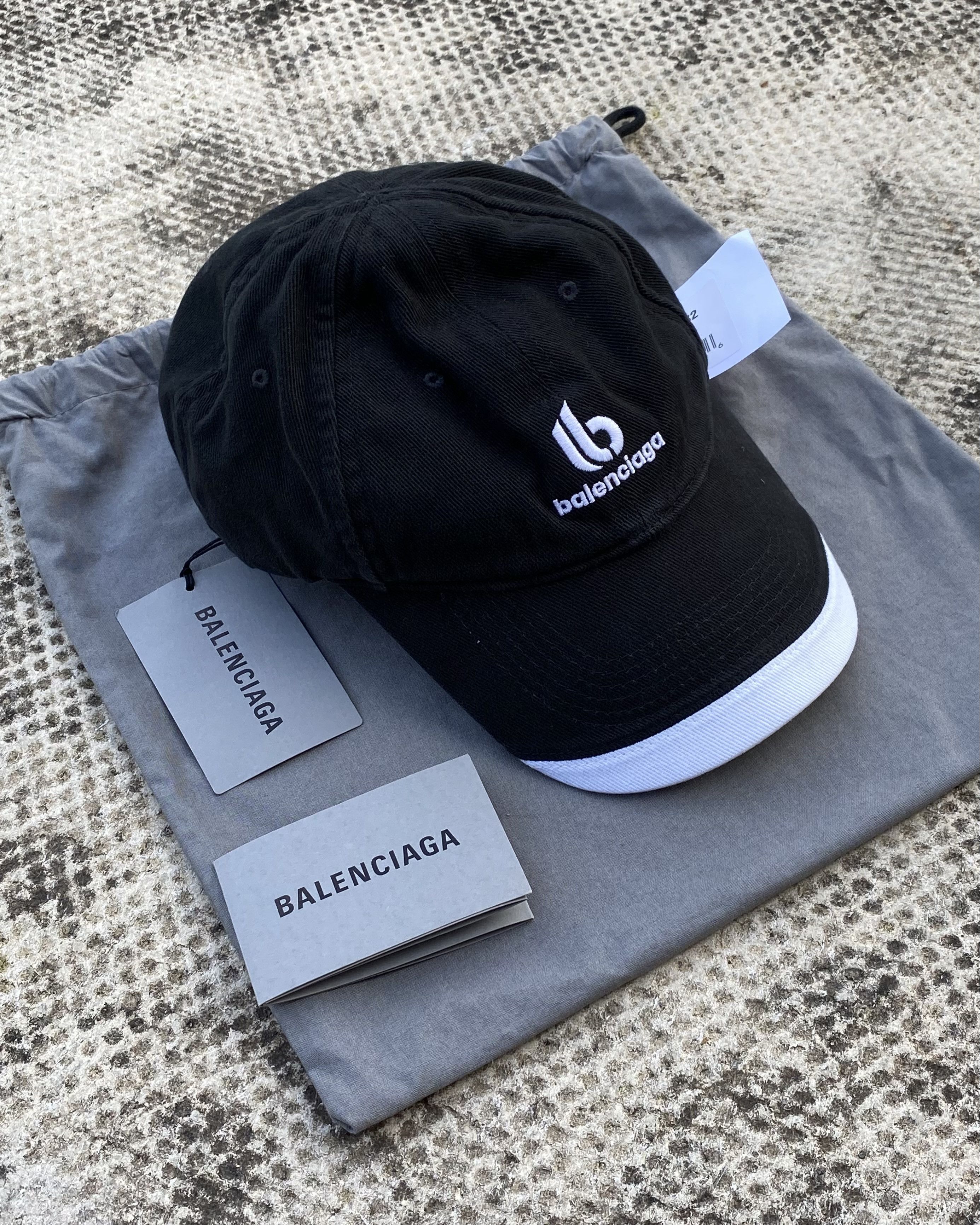 image of Balenciaga Double B Logo Cap in Black/White, Men's