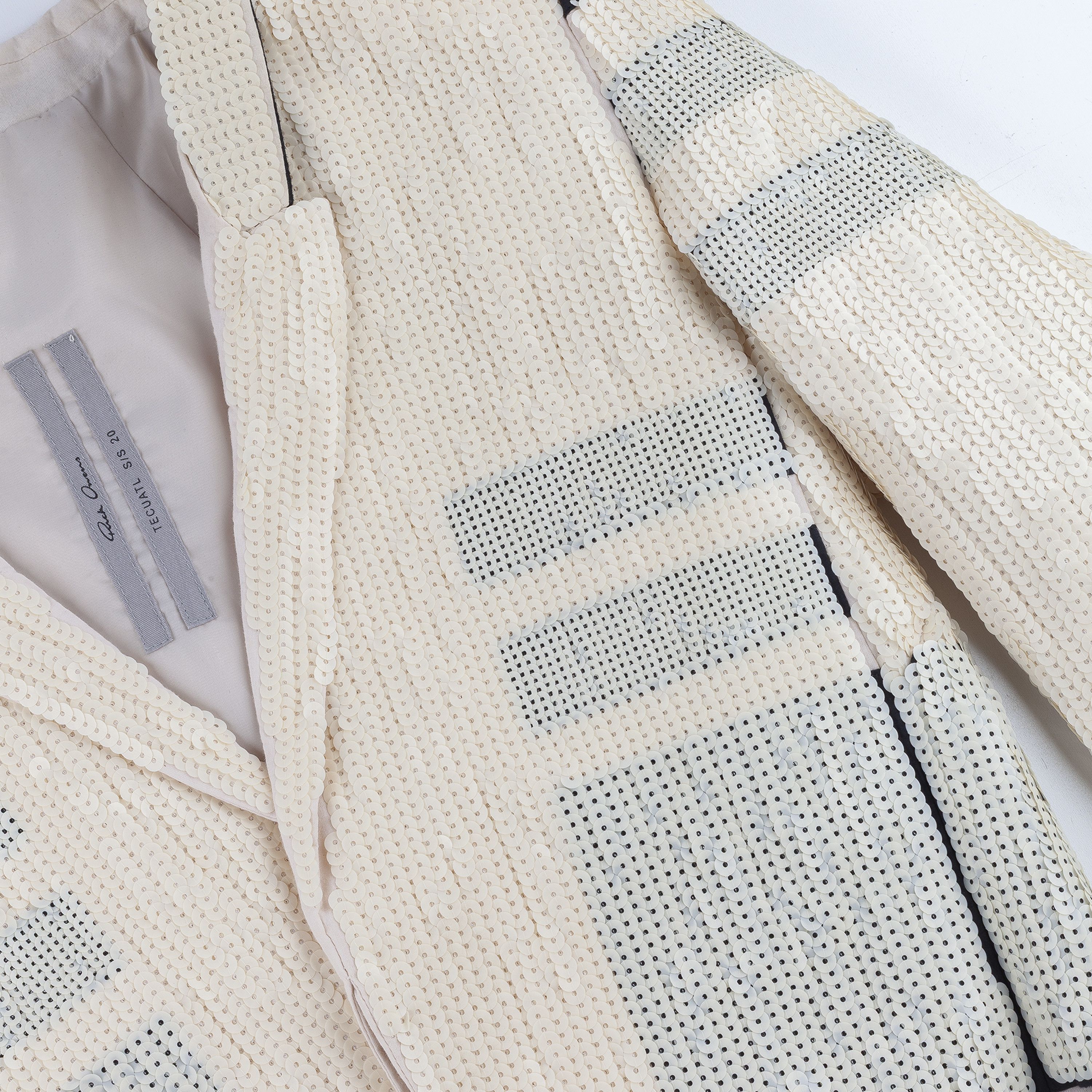 Rick Owens Rick Owens Cropped Sequins White Chalk Blazer Jacket (XS/S) Size US XS / EU 42 / 0 - 9 Thumbnail