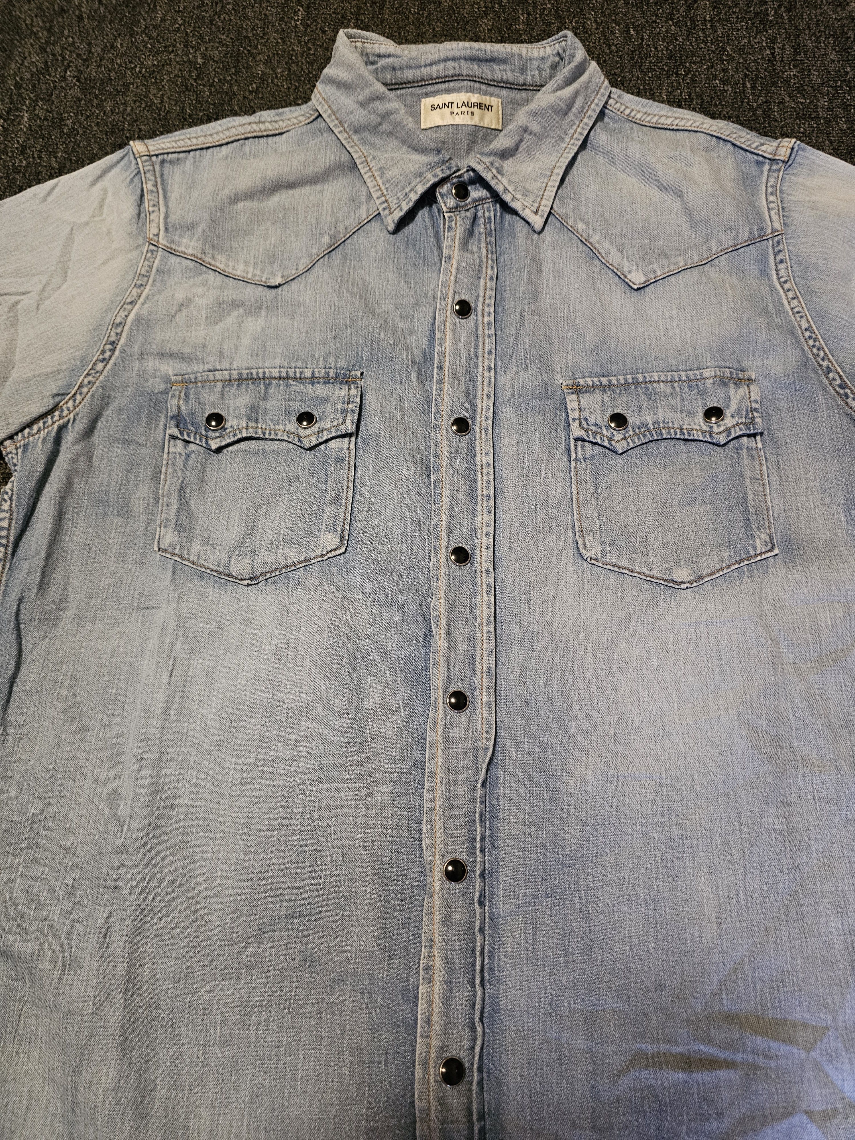 Saint Laurent Paris Saint Laurent men's denim short sleeve shirt size M Size US M / EU 48-50 / 2 - 2 Thumbnail