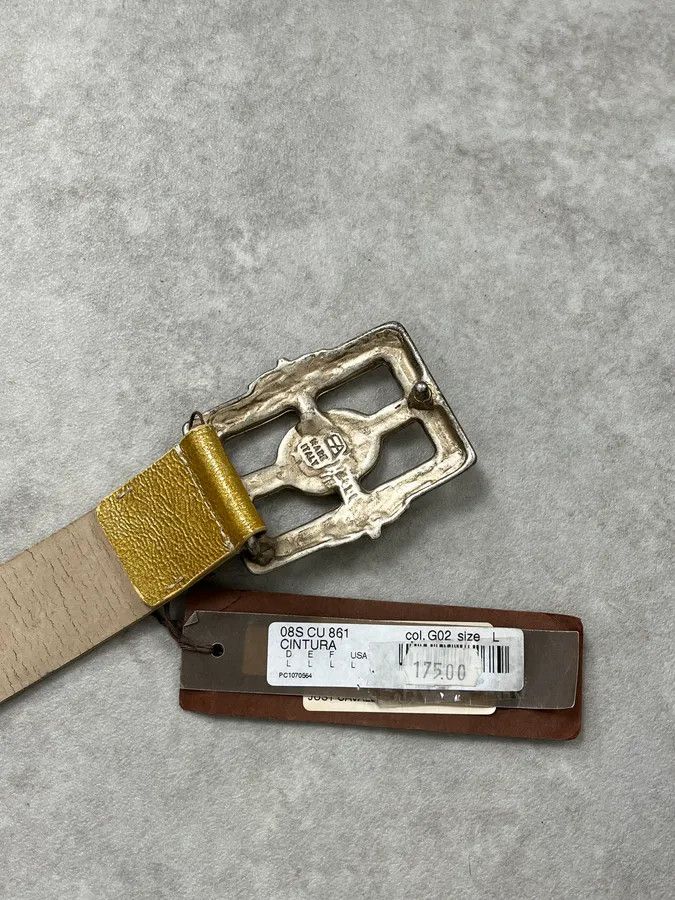 Roberto Cavalli 2000s Cavalli Ornament Buckle Golden Leather Belt Size ONE SIZE - 7 Thumbnail