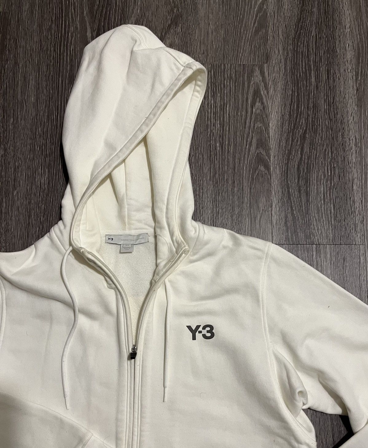 image of Y 3 Y-3 Zip Up Hoodie in White, Men's (Size Medium)