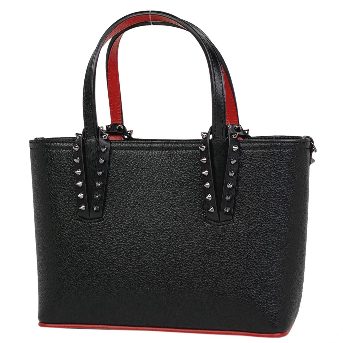 image of Christian Louboutin Kabata Mini Handbag 2Way Shoulder Bag Leather Black Red, Women's
