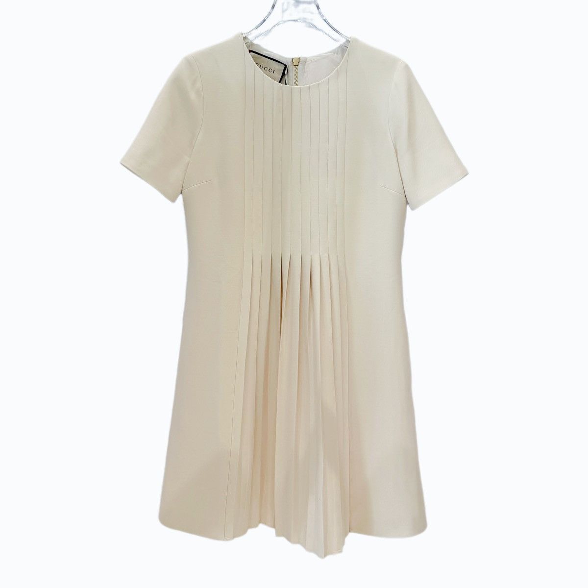 Gucci Gucci Off-white Pleated Silk Short Sleeve Dress K26WX Size XS / US 0-2 / IT 36-38 - 1 Thumbnail