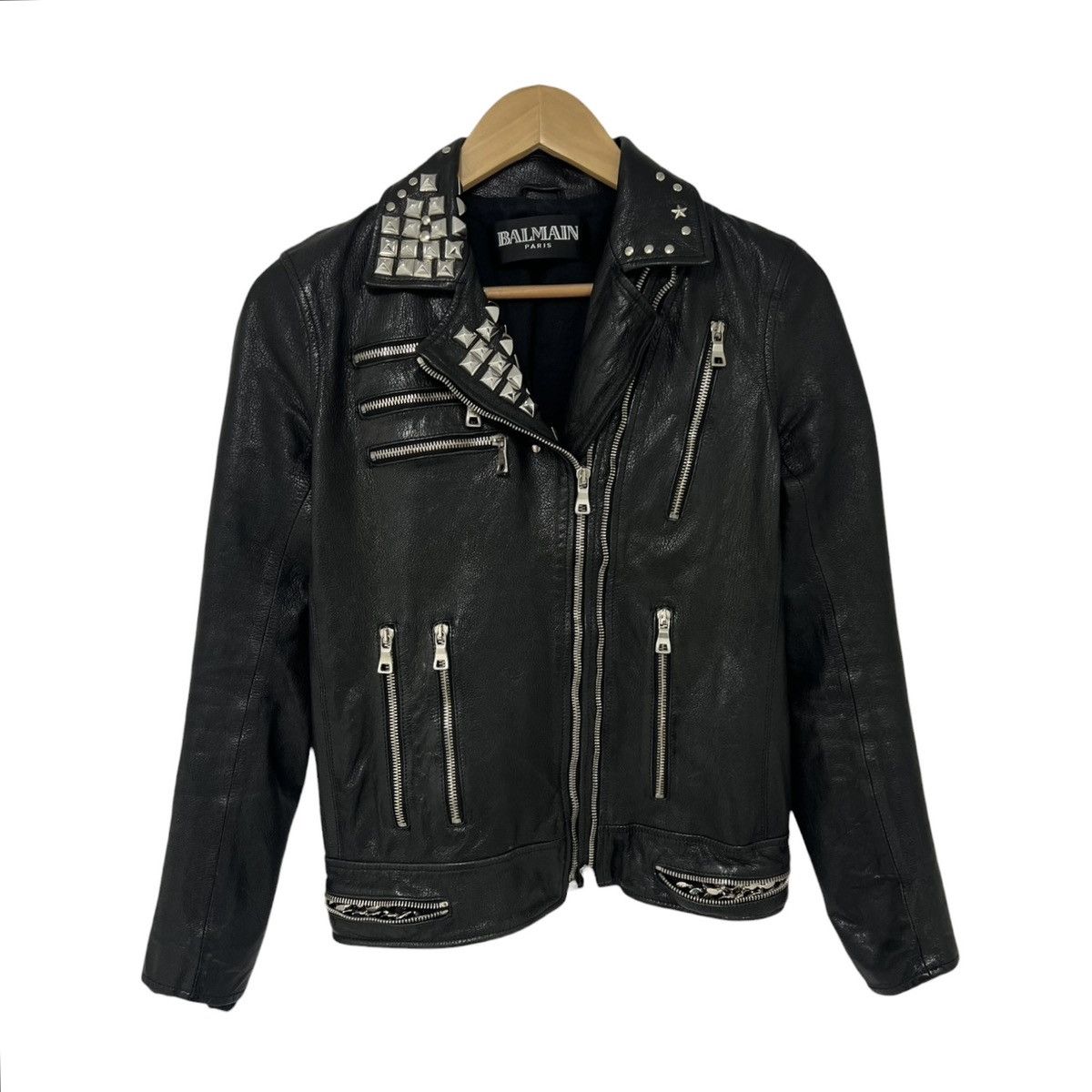 Balmain Balmain studded leather jacket Size S / US 4 / IT 40 - 1 Thumbnail
