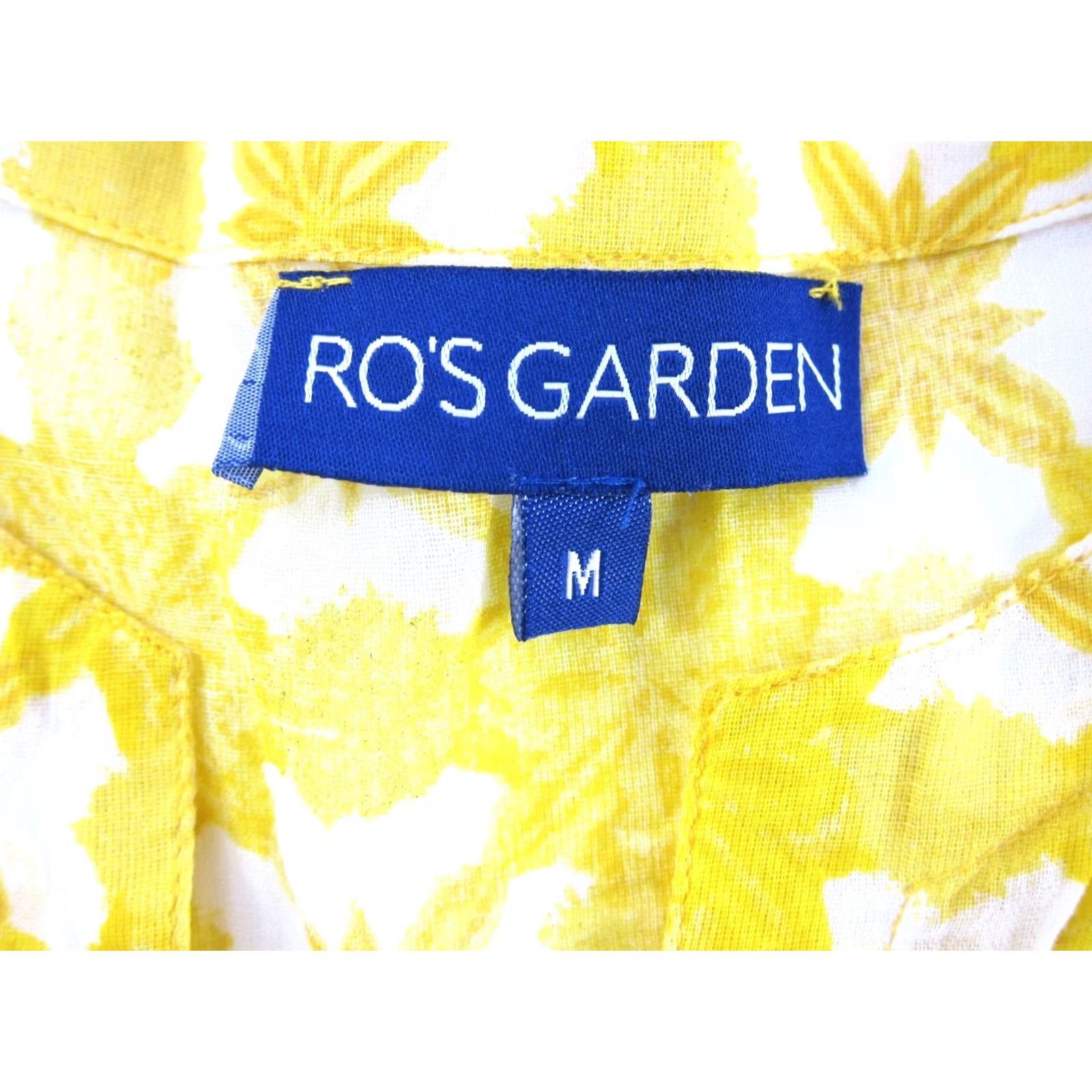 Vintage RO'S GARDEN Blouse 3/4 Sleeve Tunic 100% Cotton Floral Yellow M Womens Size M / US 6-8 / IT 42-44 - 3 Thumbnail