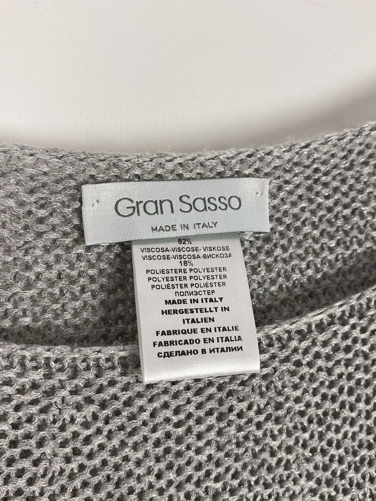 Gran Sasso Gran Sasso Viscose Metallic Silver Wide Neck Knit Sweater Size L / US 10 / IT 46 - 6 Thumbnail
