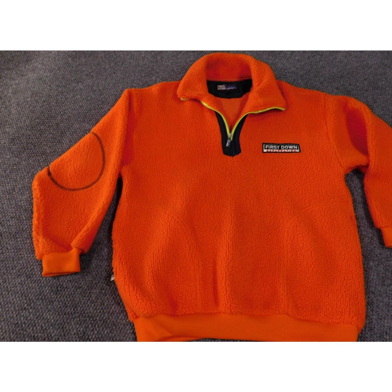 Vintage VINTAGE First Down Pullover Mens Large Orange Fleece Sherpa Sweater Outdoor Warm Retro Size US L / EU 52-54 / 3 - 4 Thumbnail