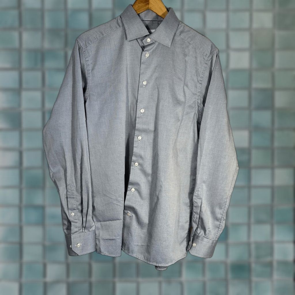Eton ETON Shirt Mens 16 Gray Long Sleeve Button Up Cotton Dress Shirt 41 16 Size US L / EU 52-54 / 3 - 1 Thumbnail