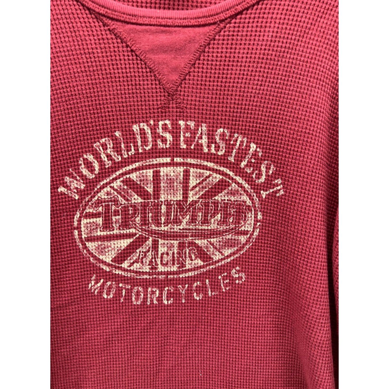 Lucky Brand Lucky Brand Shirt Mens 2XL Red Thermal Long Sleeve Tee Motorcycle Graphic Print Crew Neck Front Logo Holiday Winter Retro Vintage N/A Size US XXL / EU 58 / 5 - 7 Thumbnail