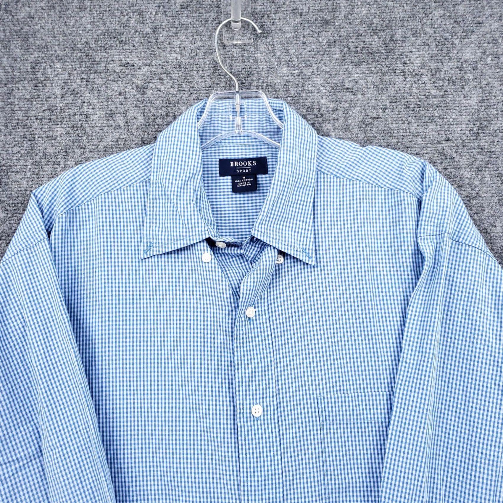 Brooks Brooks Shirt Men M Medium Button-Down Long Sleeve Blue Check Cotton Casual Sport Size US M / EU 48-50 / 2 - 5 Thumbnail