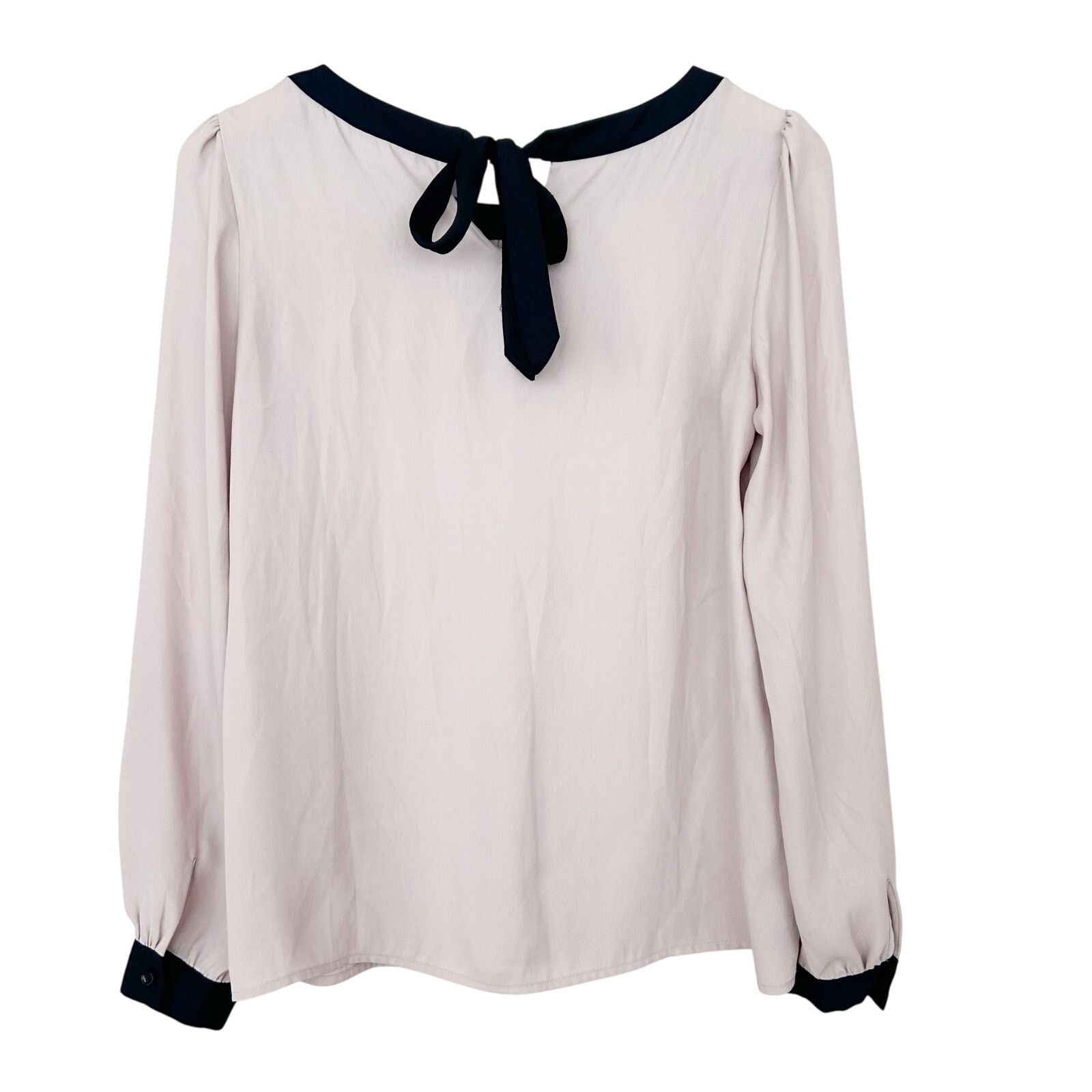 Loft Ann Taylor Loft Tan Black Chiffon Long Sleeve Blouse Sz S Size S / US 4 / IT 40 - 3 Thumbnail