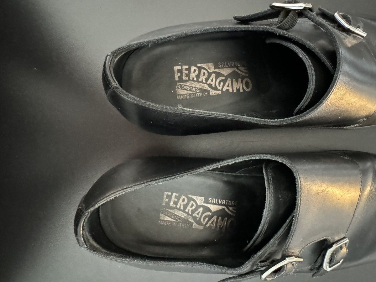 Salvatore Ferragamo Ferragamo Double Monk Strap Shoe, black leather Size US 9 / EU 42 - 5 Thumbnail