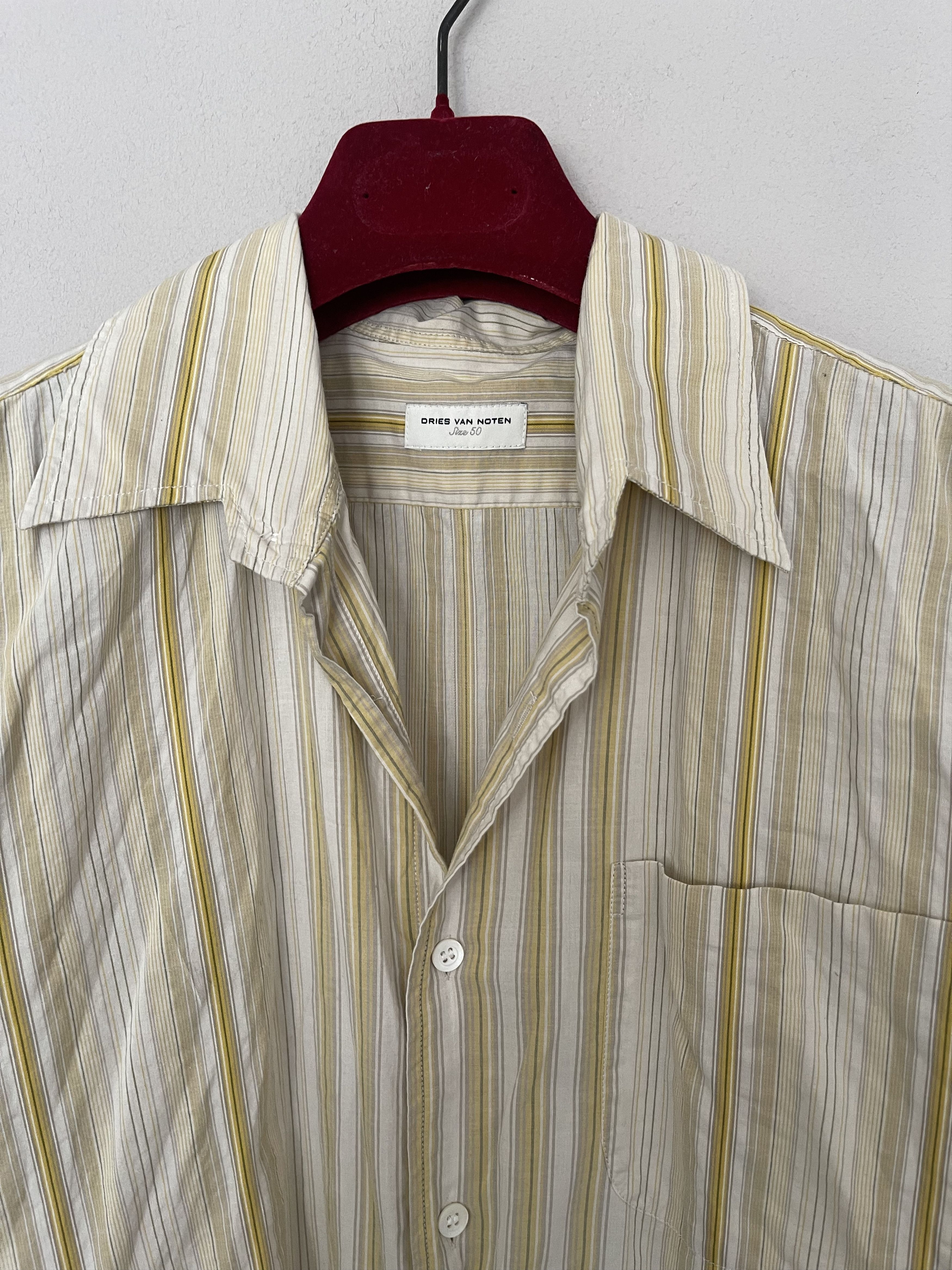 Dries Van Noten Light Summer Shirt Yellow-beige striped Size US M / EU 48-50 / 2 - 2 Thumbnail